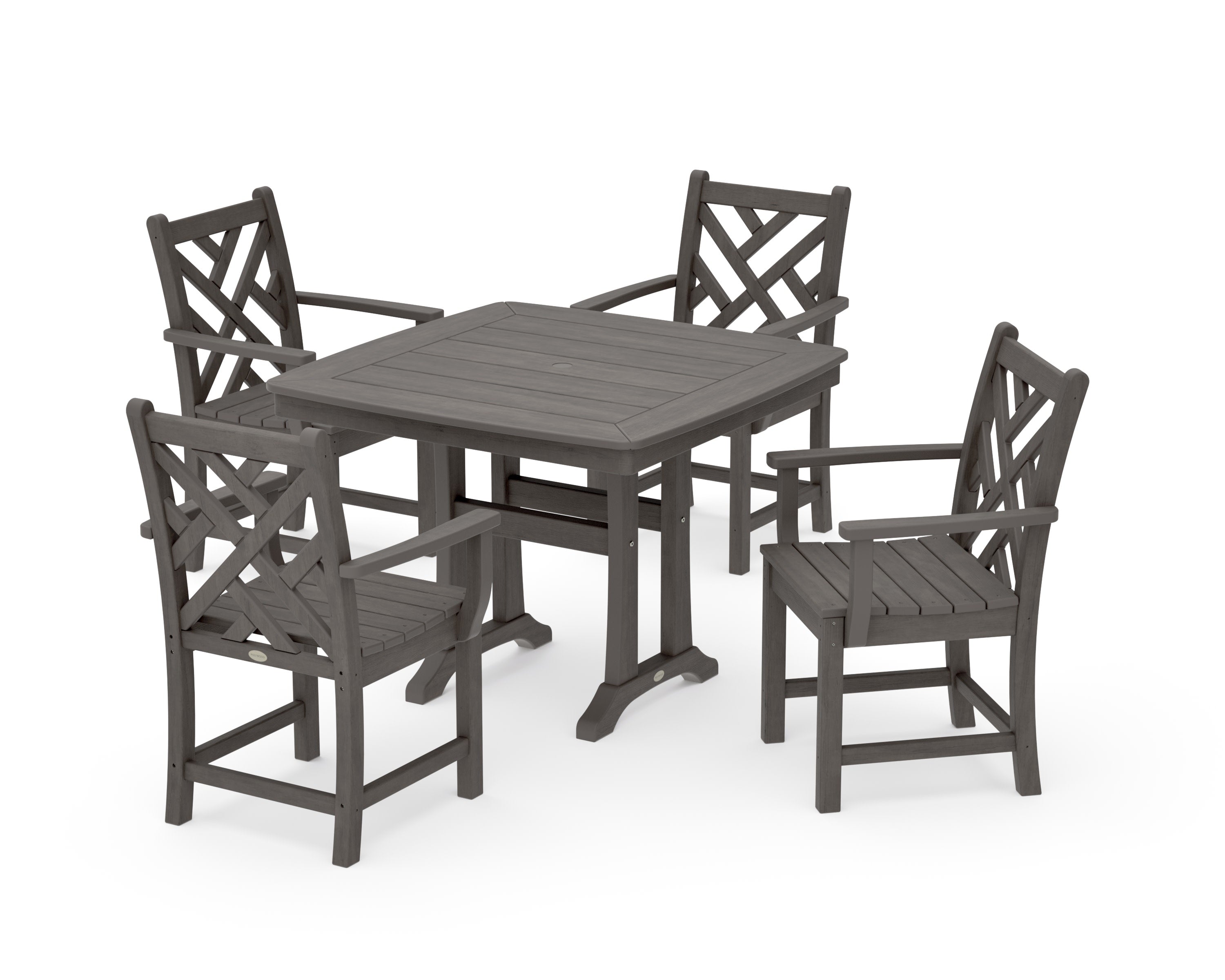Chippendale 5-Piece Dining Set with Trestle Legs in Driftwood