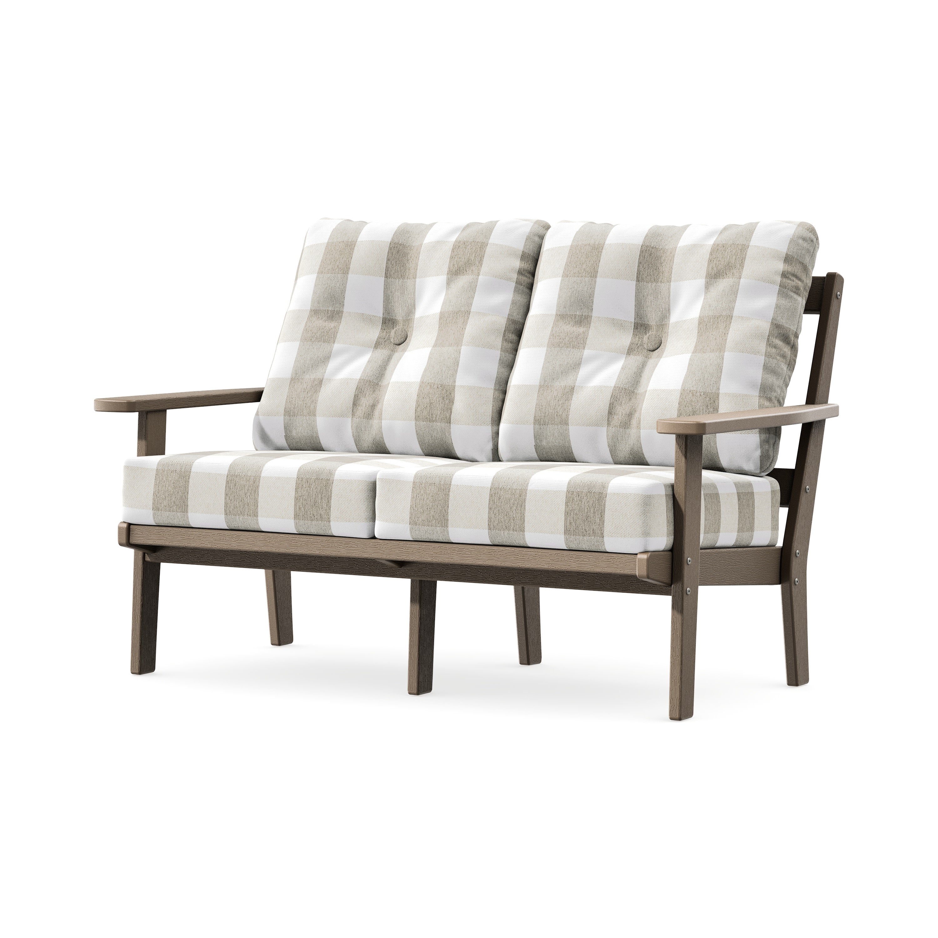 Oxford Deep SeatingLoveseat in Vintage Sahara / Buffalo Plaid Dune Burlap