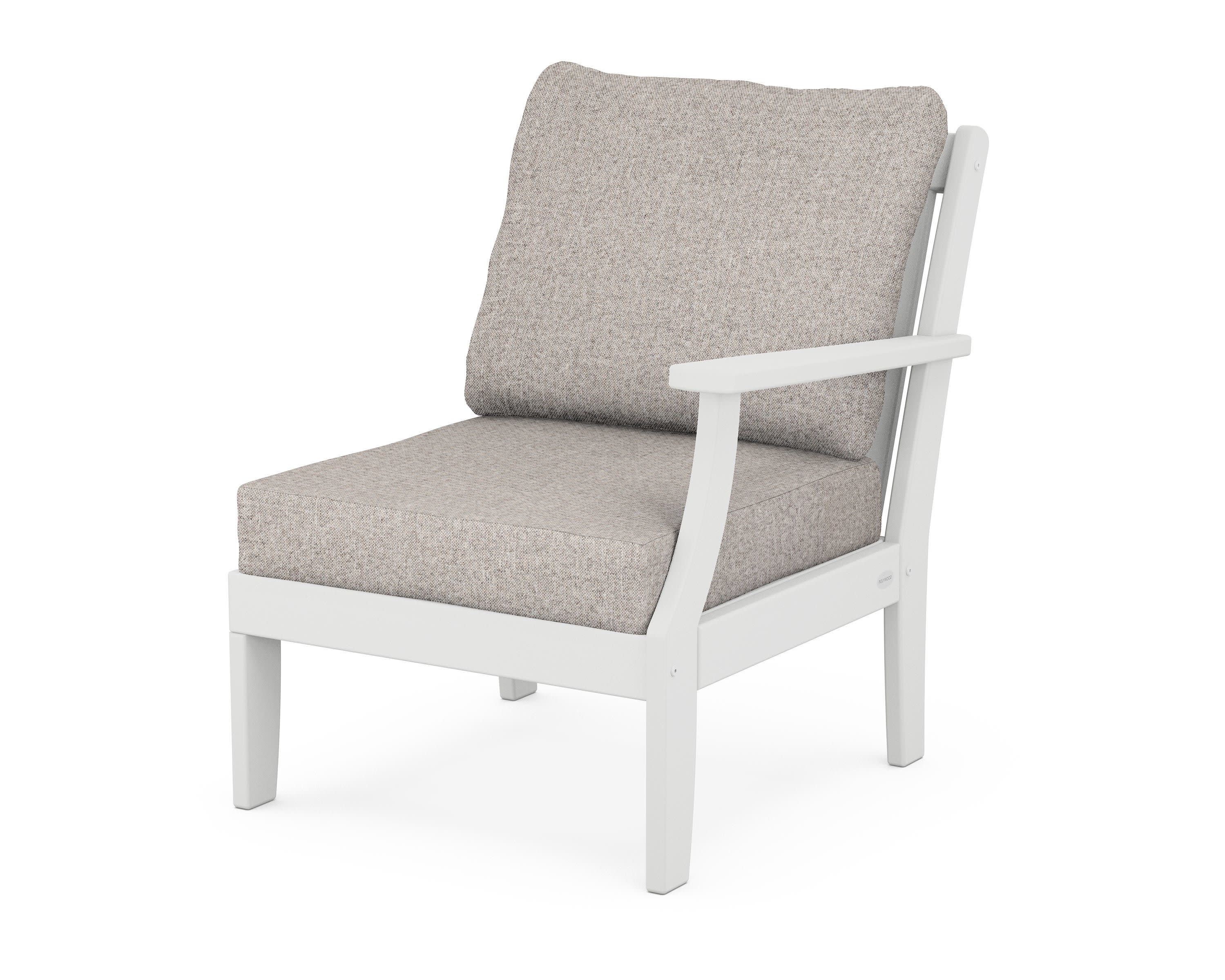 Braxton Modular Right Arm Chair in White / Weathered Tweed