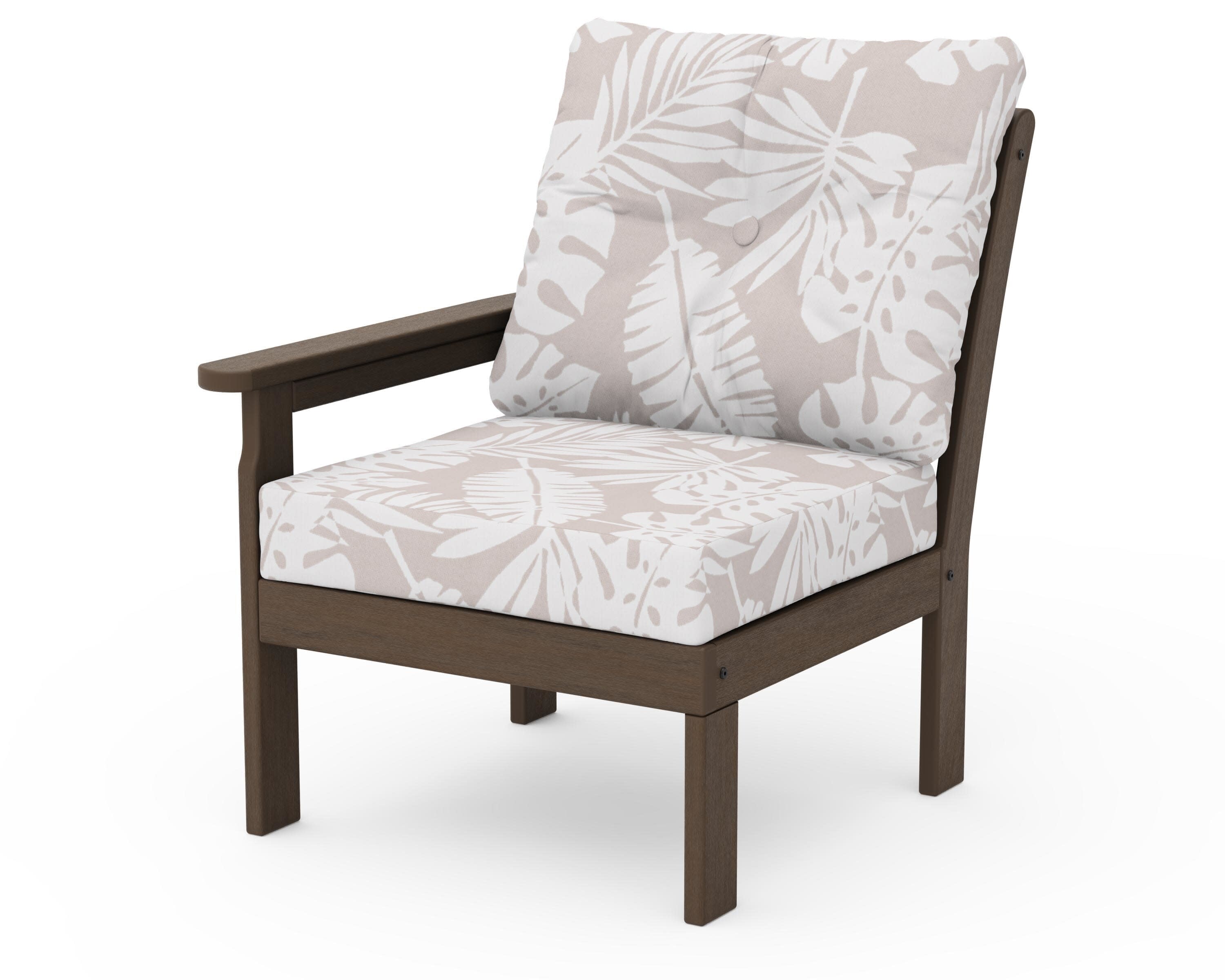 Vineyard Modular Left Arm Chair in Kona / Leaf Dune Burlap