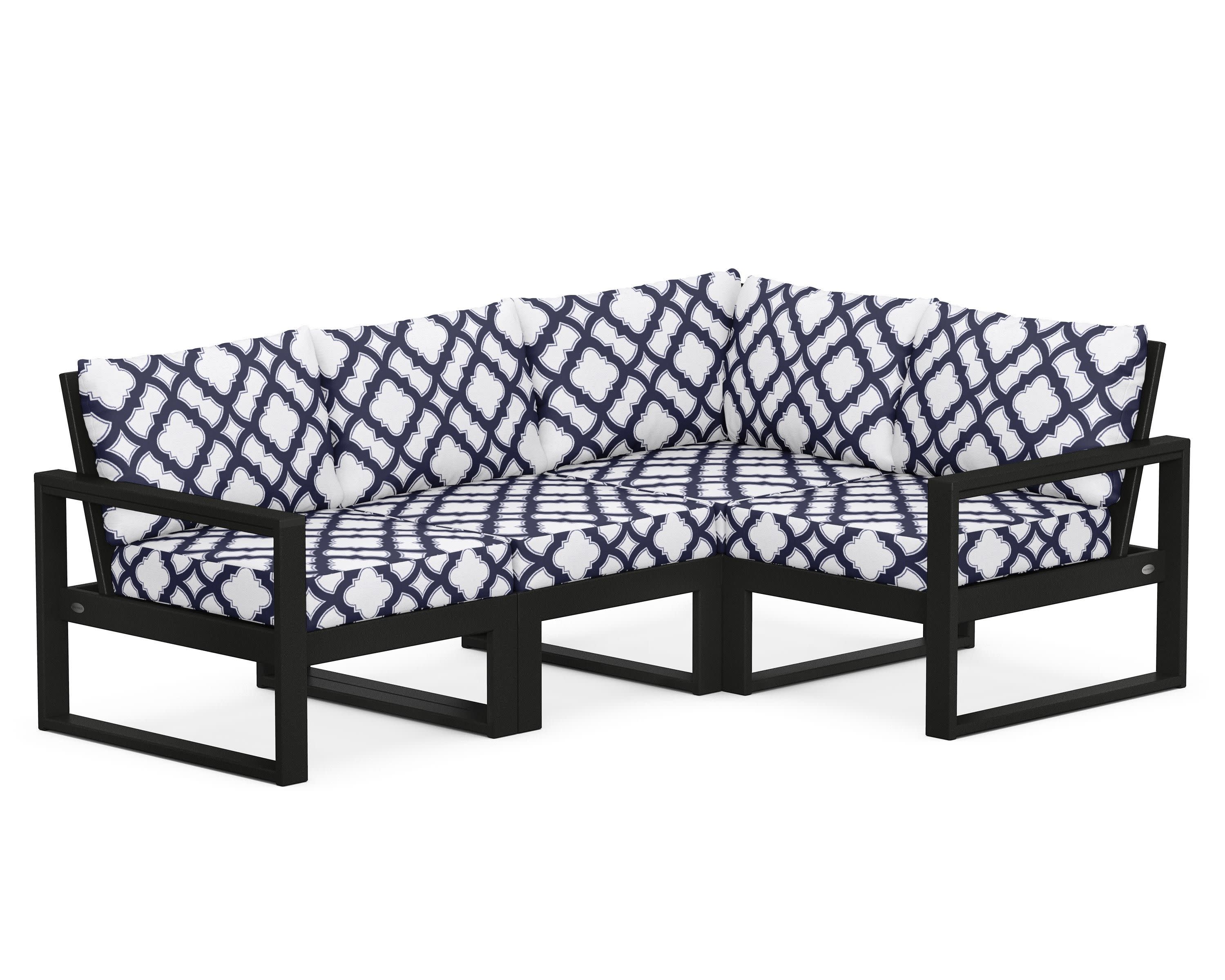 EDGE 4-Piece Modular Deep Seating Set in Black / Trellis Navy