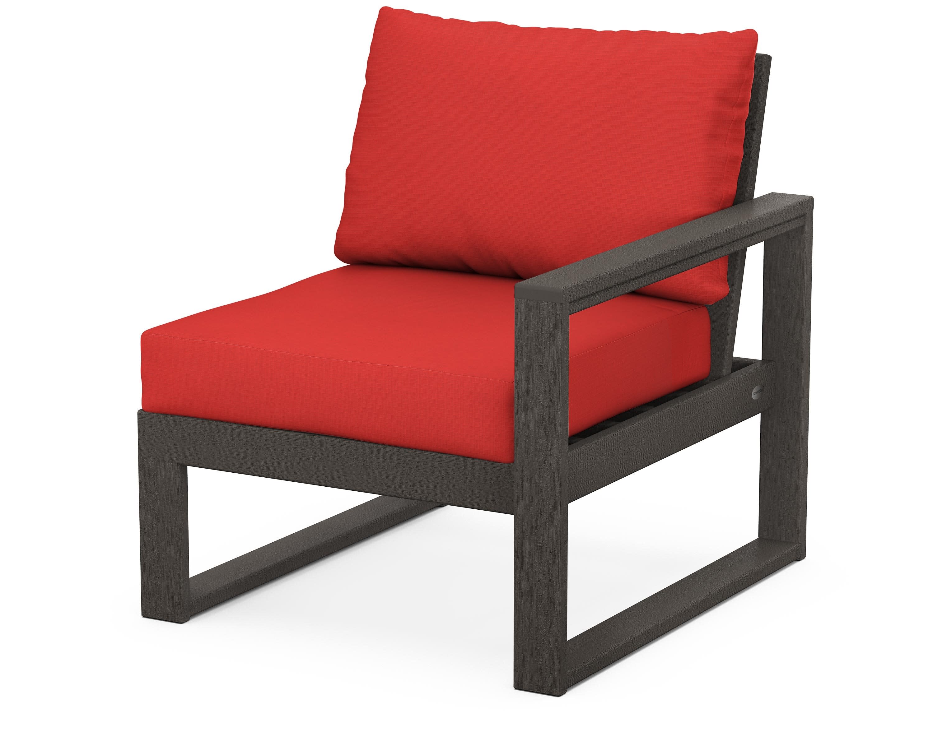 EDGE Modular Right Arm Chair in Vintage Coffee / Crimson Linen