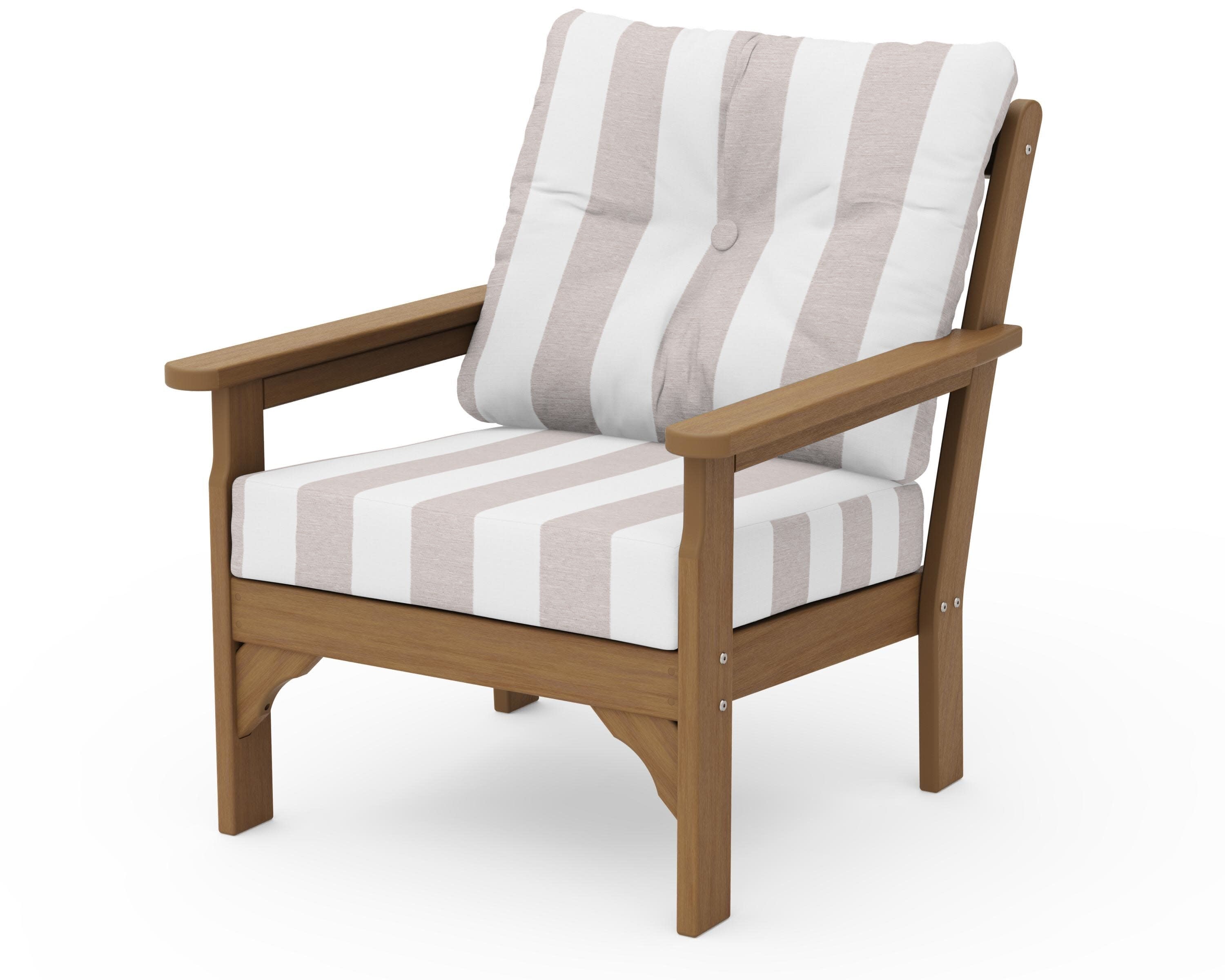 Vineyard Deep Seating Chair in Natural / Cabana Stripe Dune Burlap