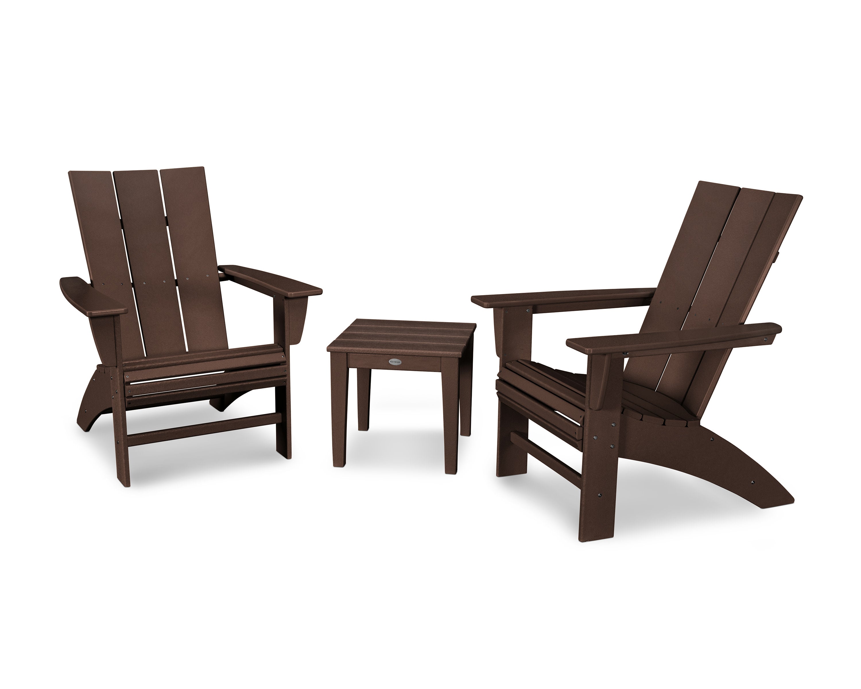 Modern 3-Piece Curveback  Adirondack Set in Mahogany