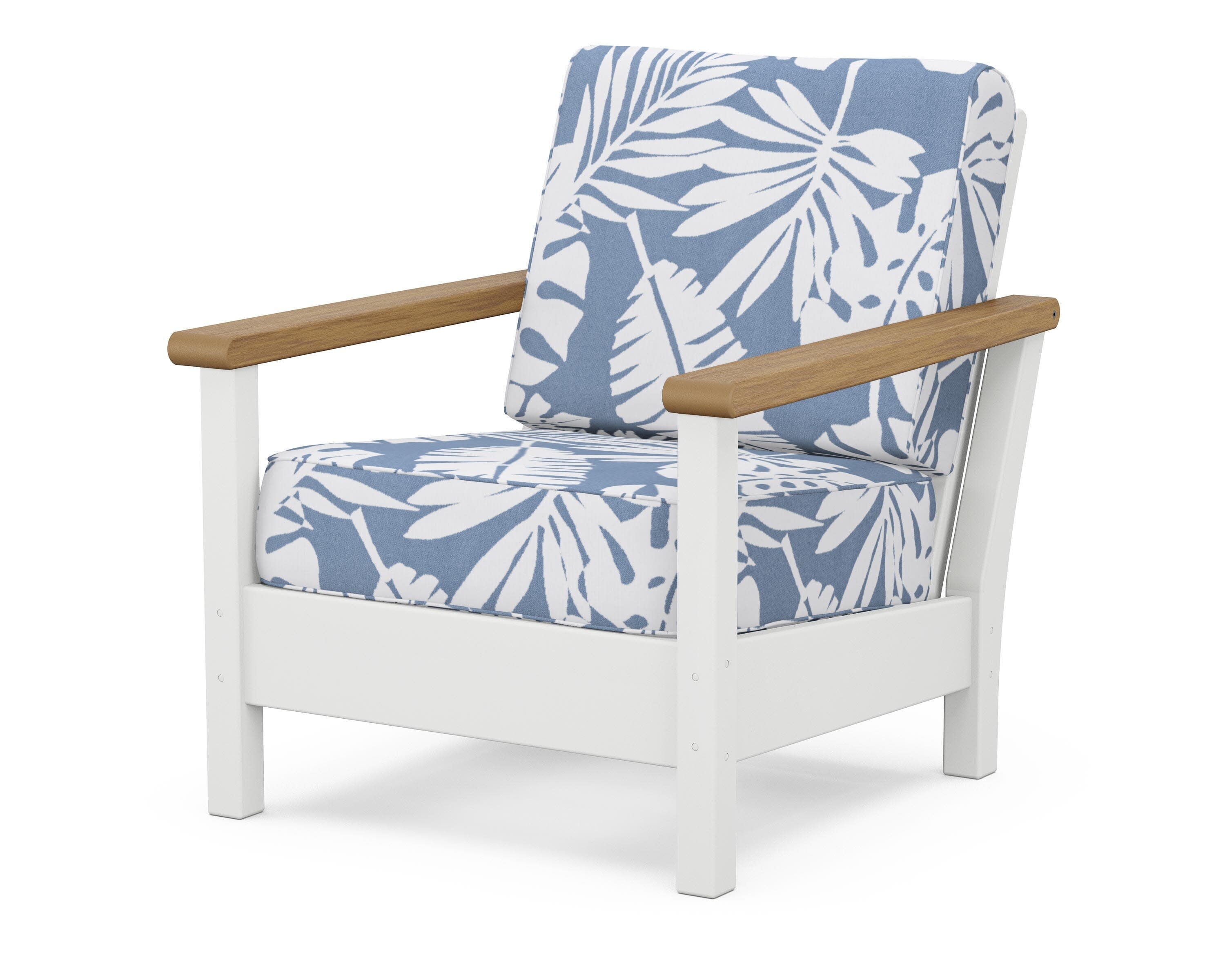 Harbour Deep Seating Chair in White / Natural / Leaf Sky Blue
