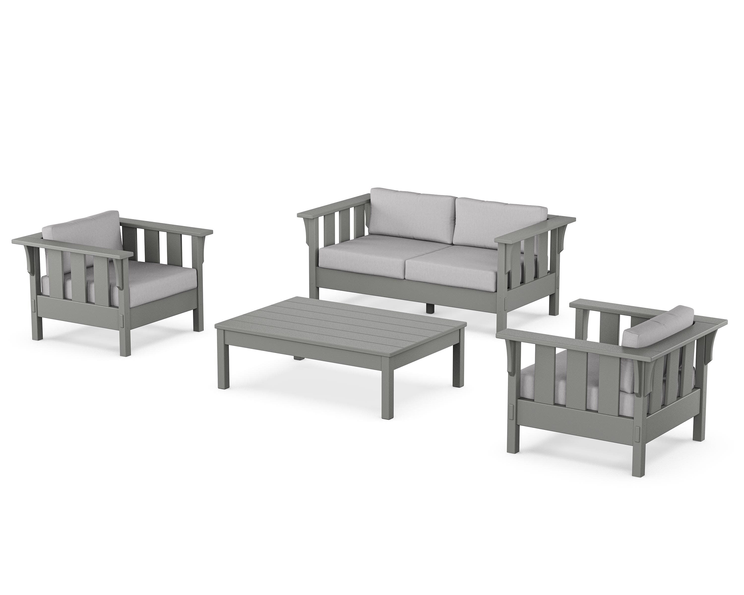 Acadia 4-Piece Deep Seating Set with Loveseat in Slate Grey / Granite