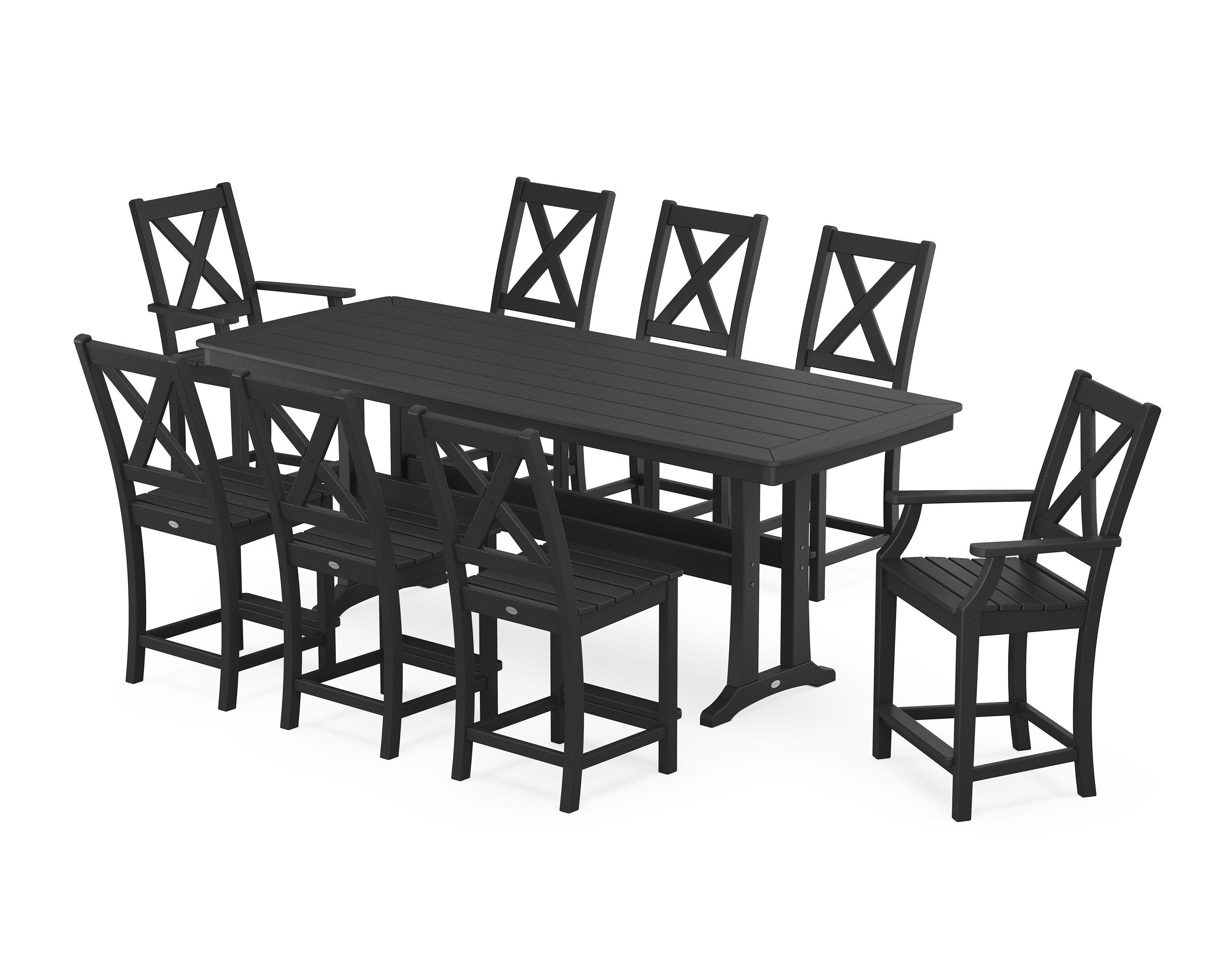 Braxton 9-Piece Counter Set with Trestle Legs in Black