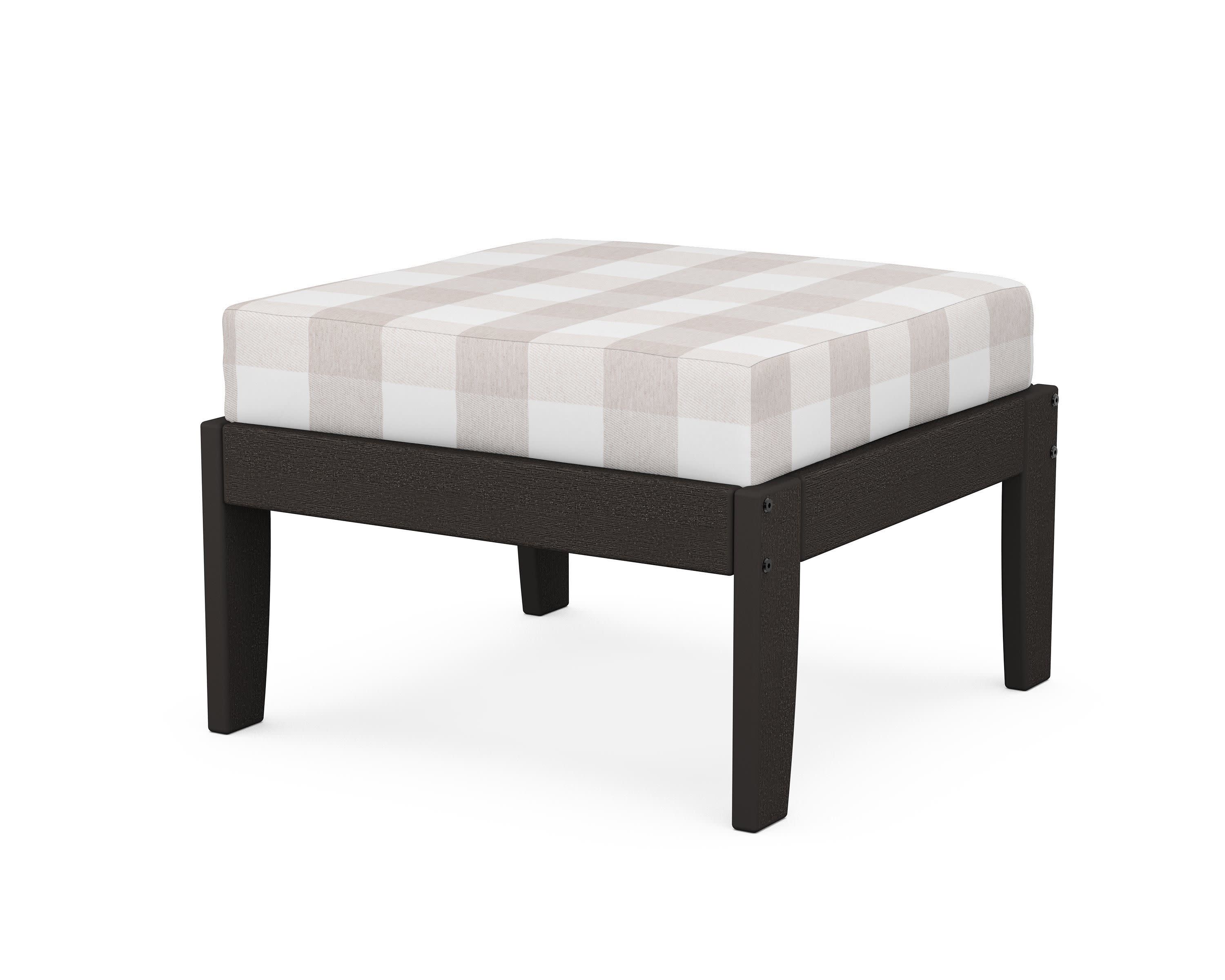 Modular Ottoman - Classic in Vintage Coffee / Buffalo Plaid Dune Burlap