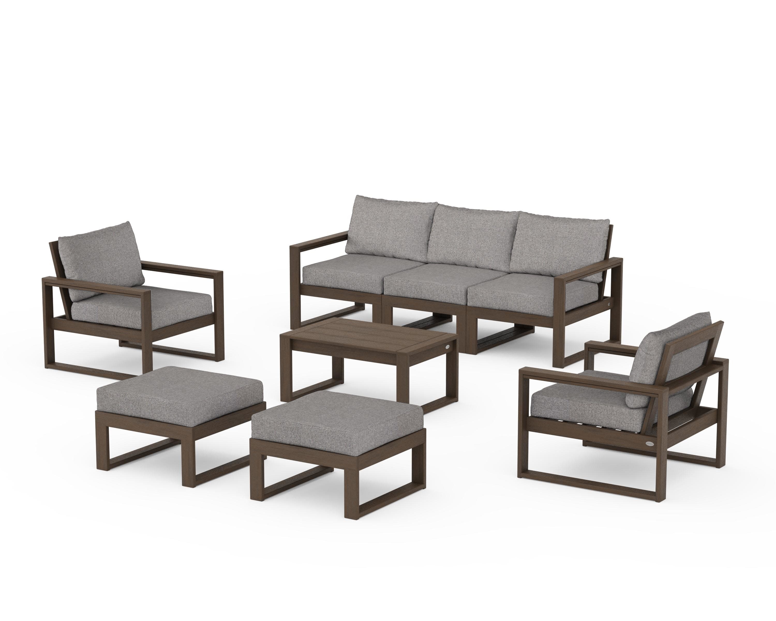 EDGE Sectional 8-Piece Lounge Sofa Set in Kona / Grey Mist