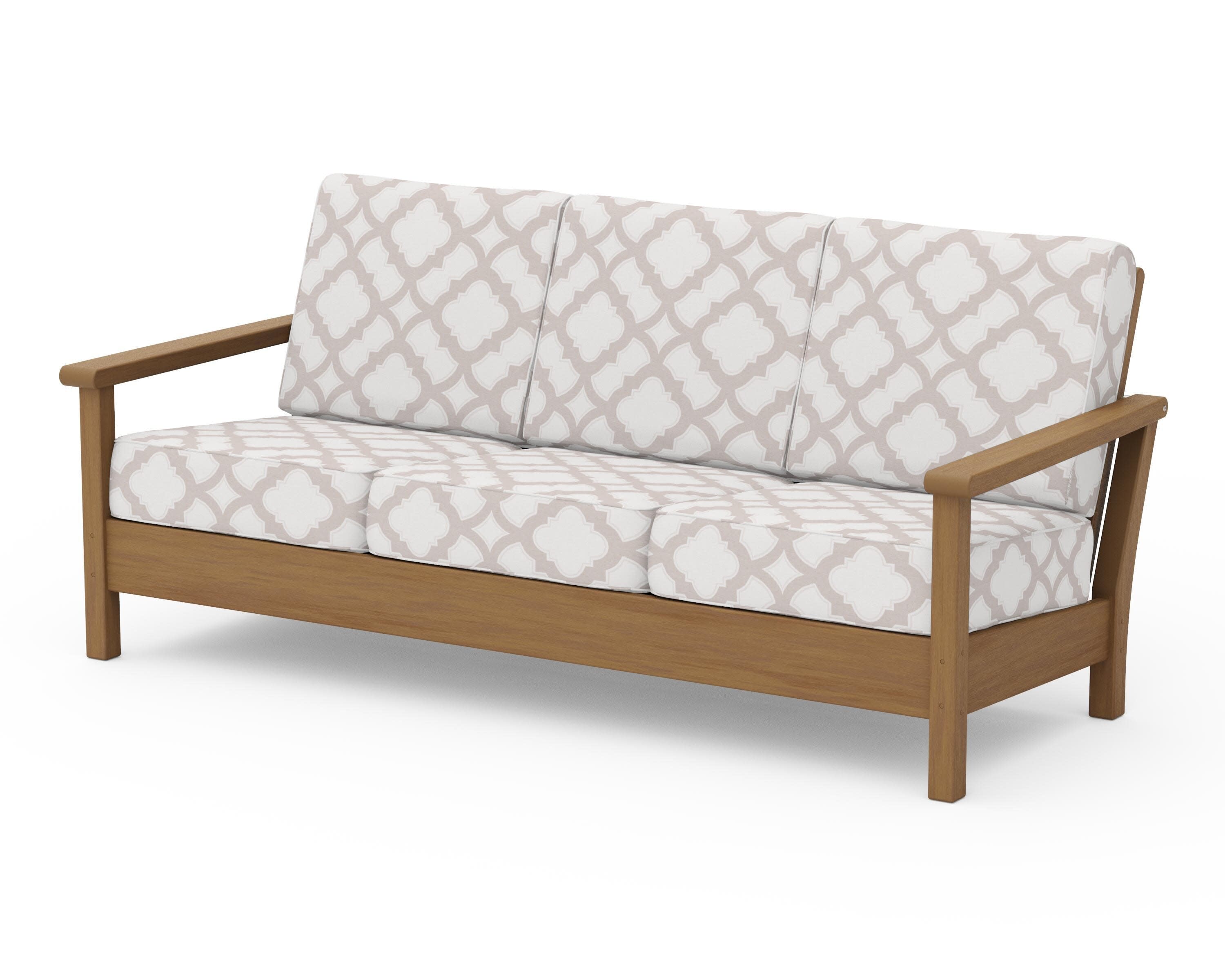 Harbour Deep Seating Sofa in Natural / Trellis Dune Burlap