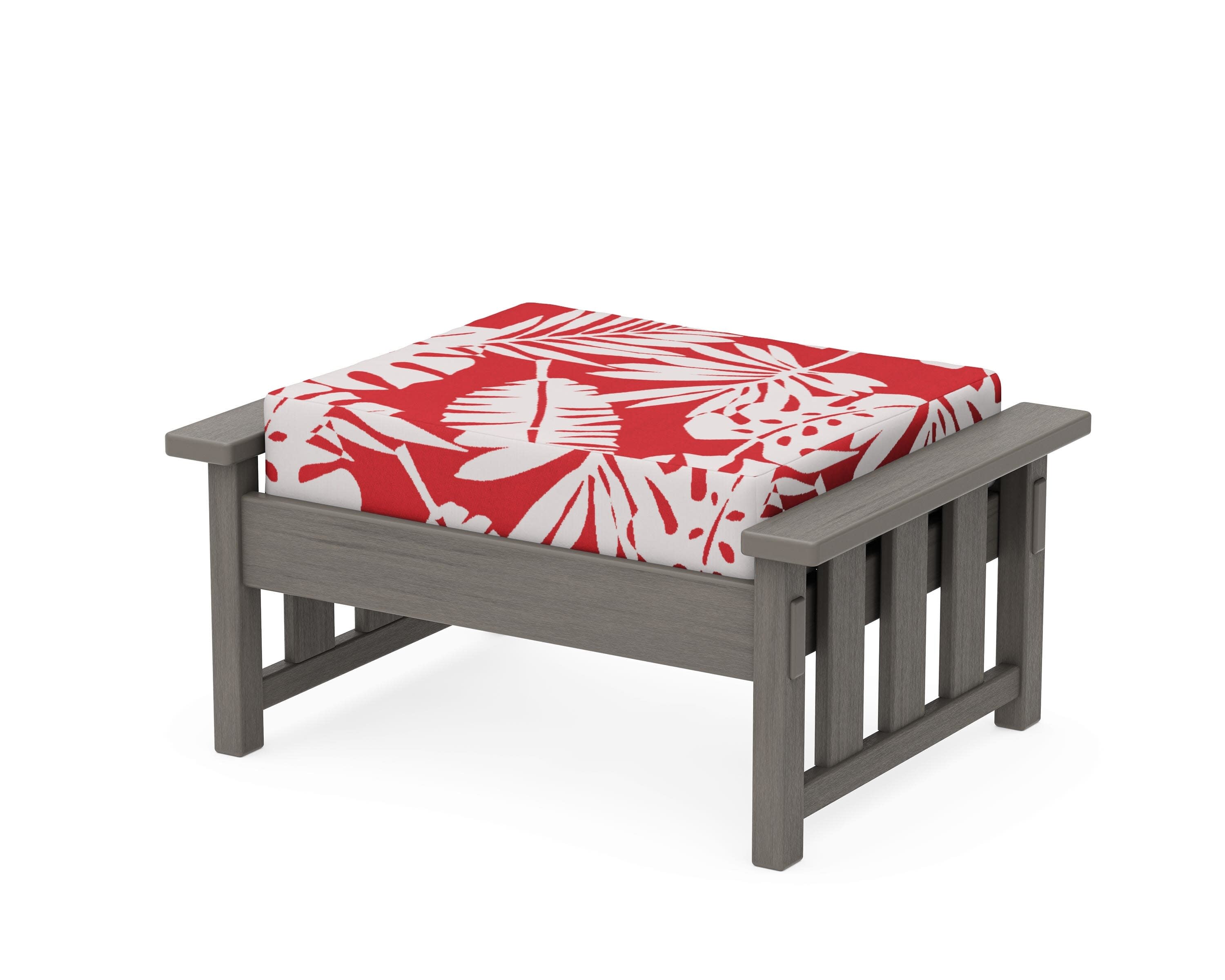 Acadia Deep Seating Ottoman in Driftwood / Leaf Crimson