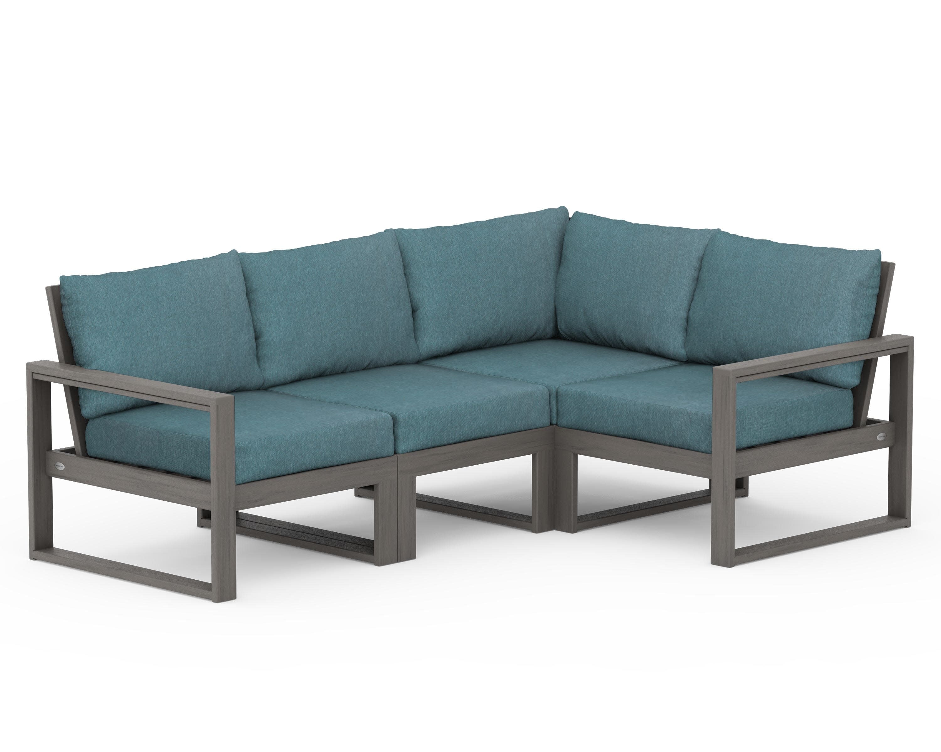 EDGE 4-Piece Modular Deep Seating Set in Driftwood / Ocean Teal