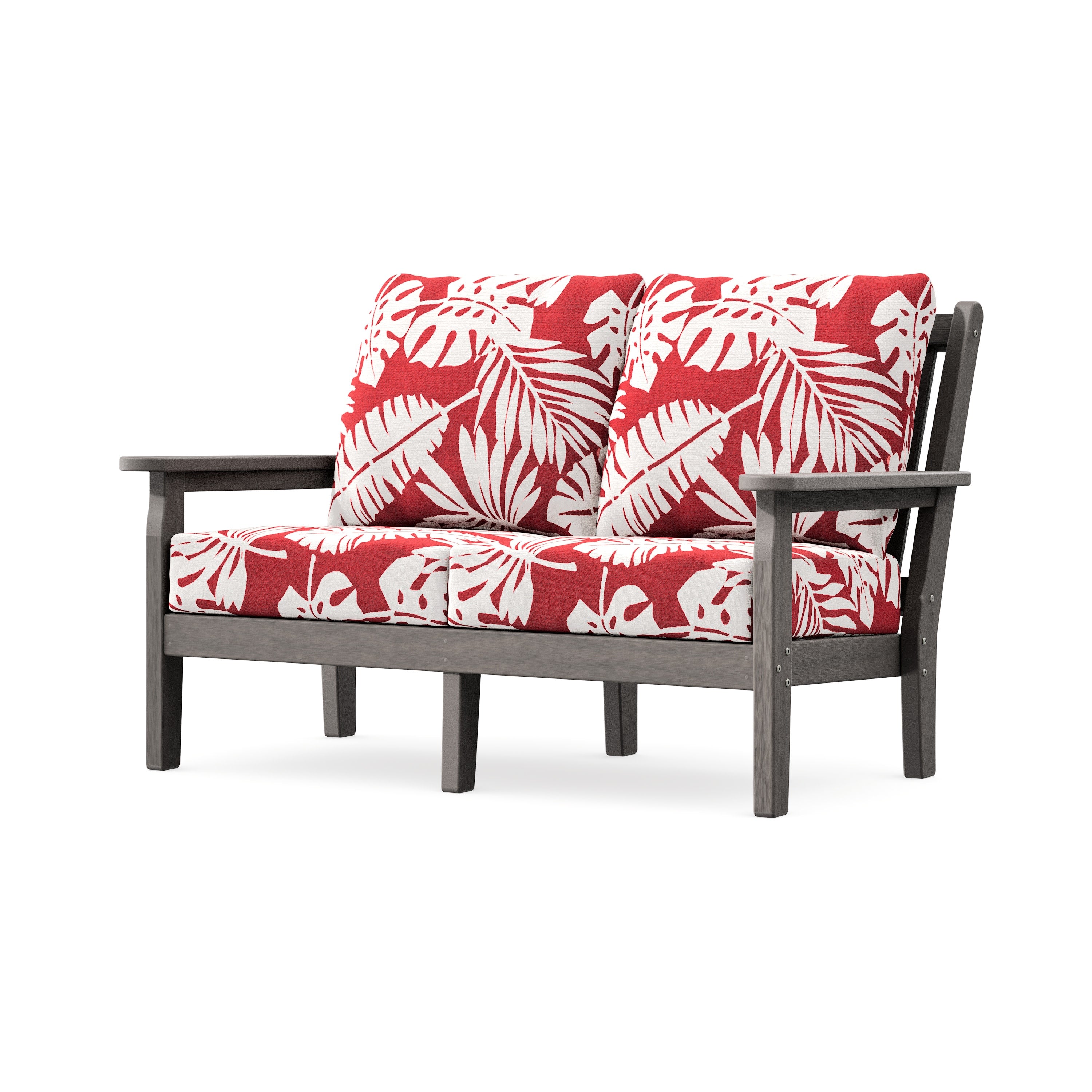 Chippendale Deep Seating Loveseat in Driftwood / Leaf Crimson