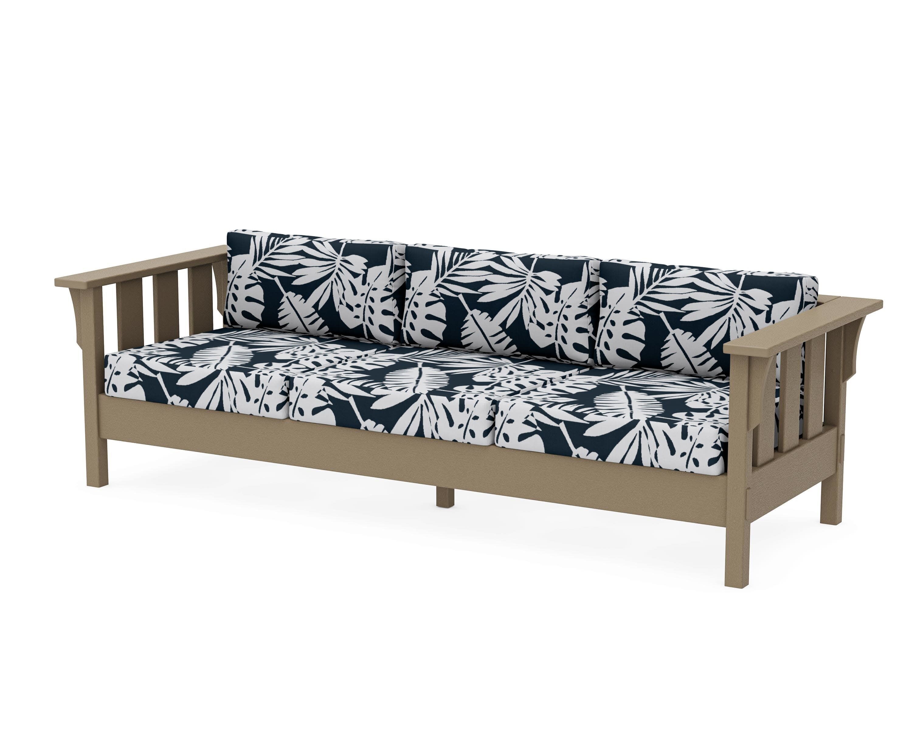 Acadia Deep Seating Sofa in Vintage Sahara / Leaf Marine Indigo