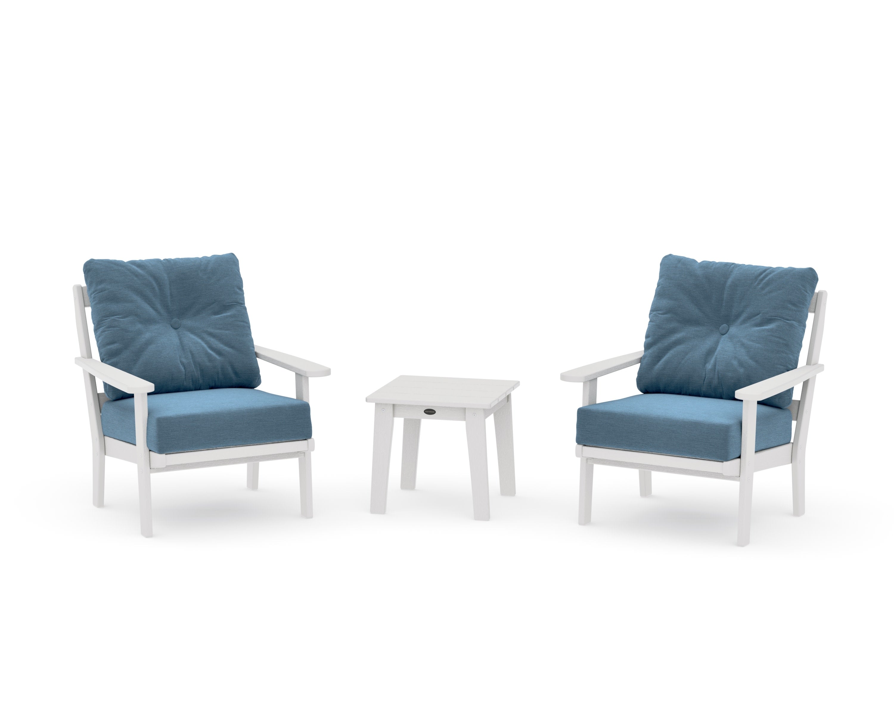 Mission 3-Piece Deep Seating Set in Vintage White / Sky Blue