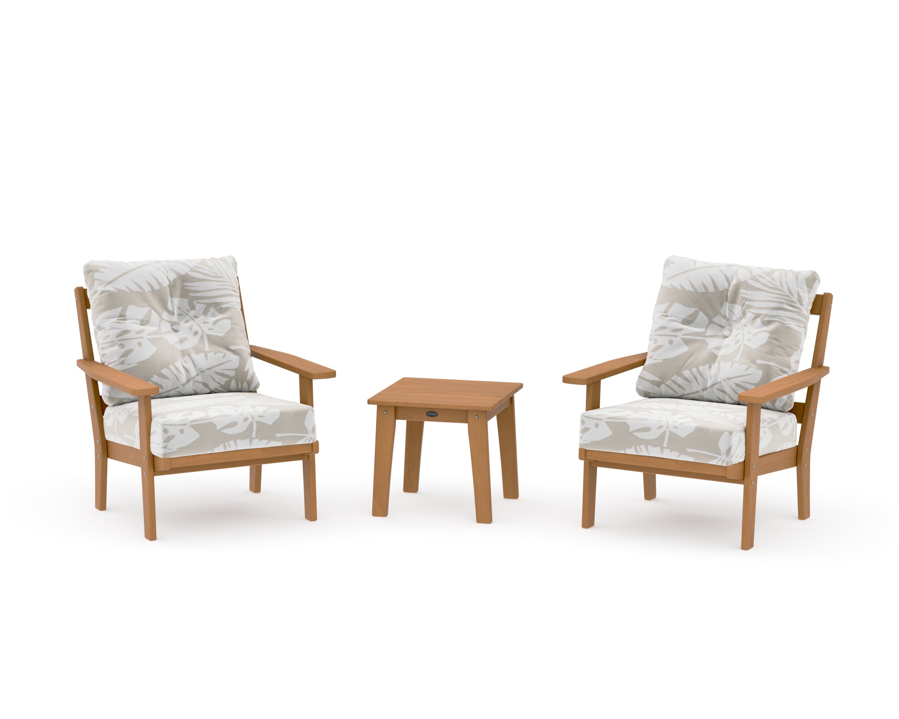 Oxford 3-Piece Deep Seating Set in Natural / Leaf Dune Burlap