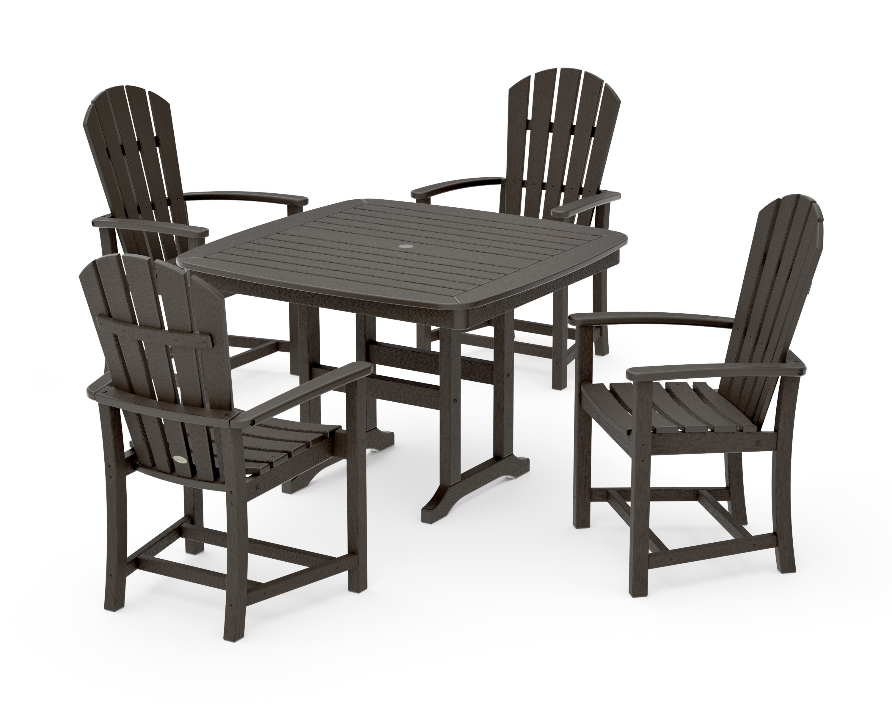 Palm Coast 5-Piece Dining Set with Trestle Legs in Vintage Coffee