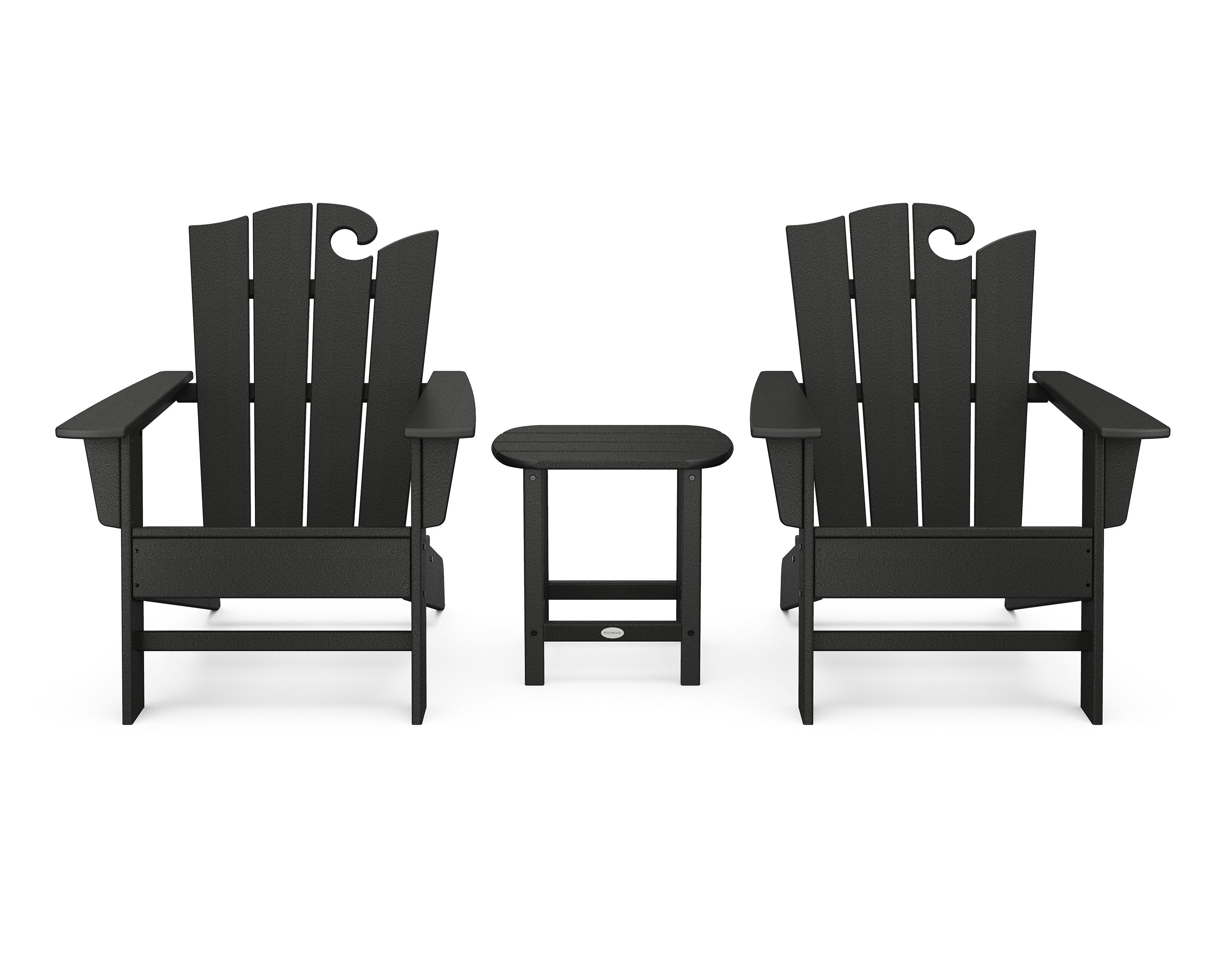 Wave 3-Piece Adirondack Set with The Ocean Chair in Black