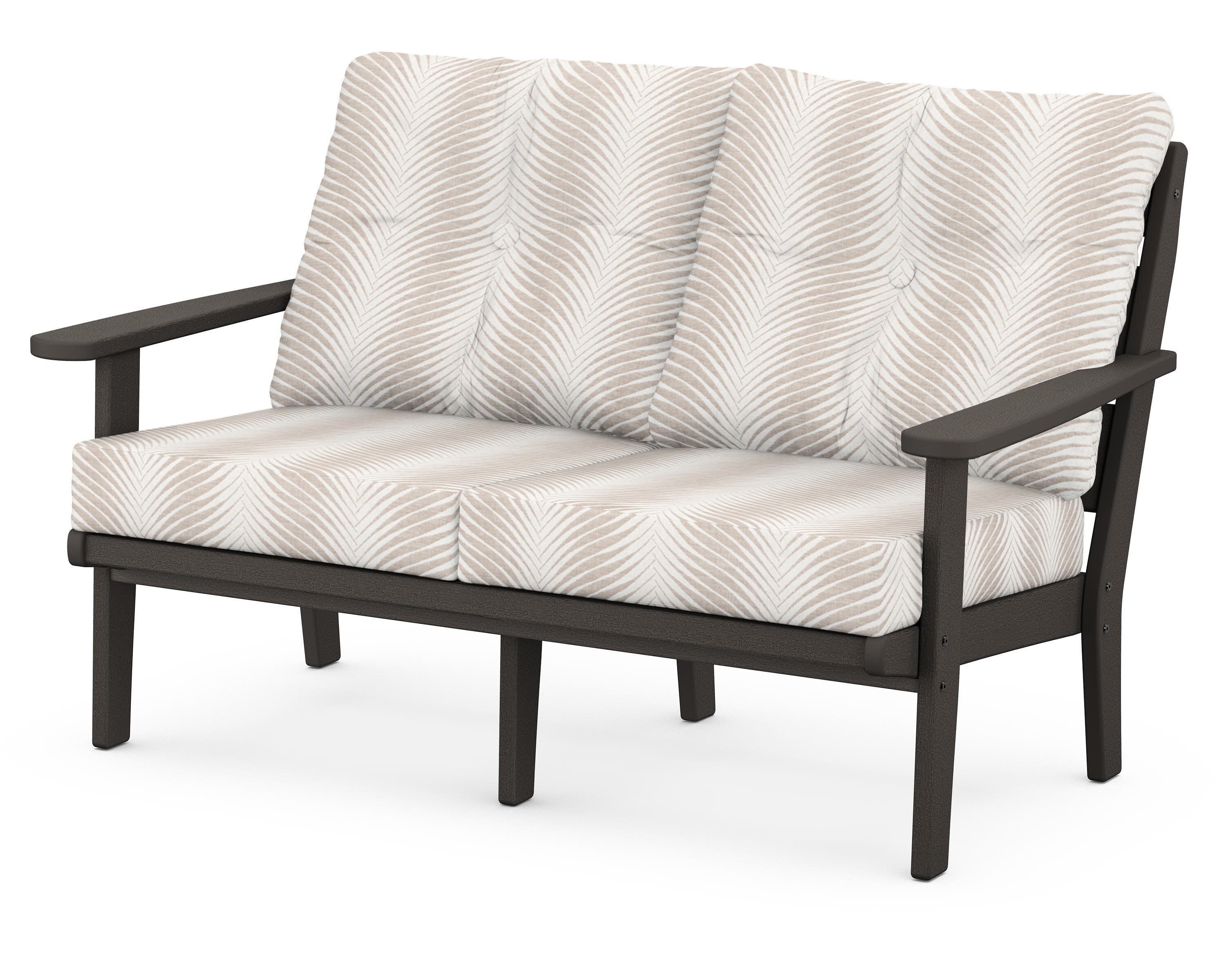 Lakeside Deep Seating Loveseat in Vintage Coffee / Clock Out Cloud