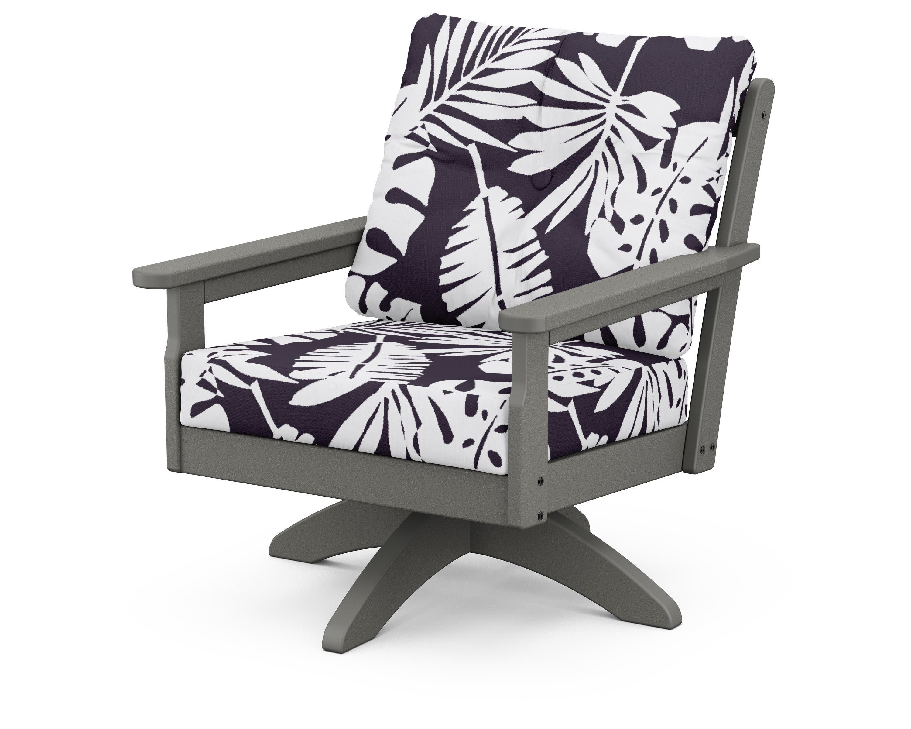 Vineyard Deep Seating Swivel Chair in Slate Grey / Leaf Navy