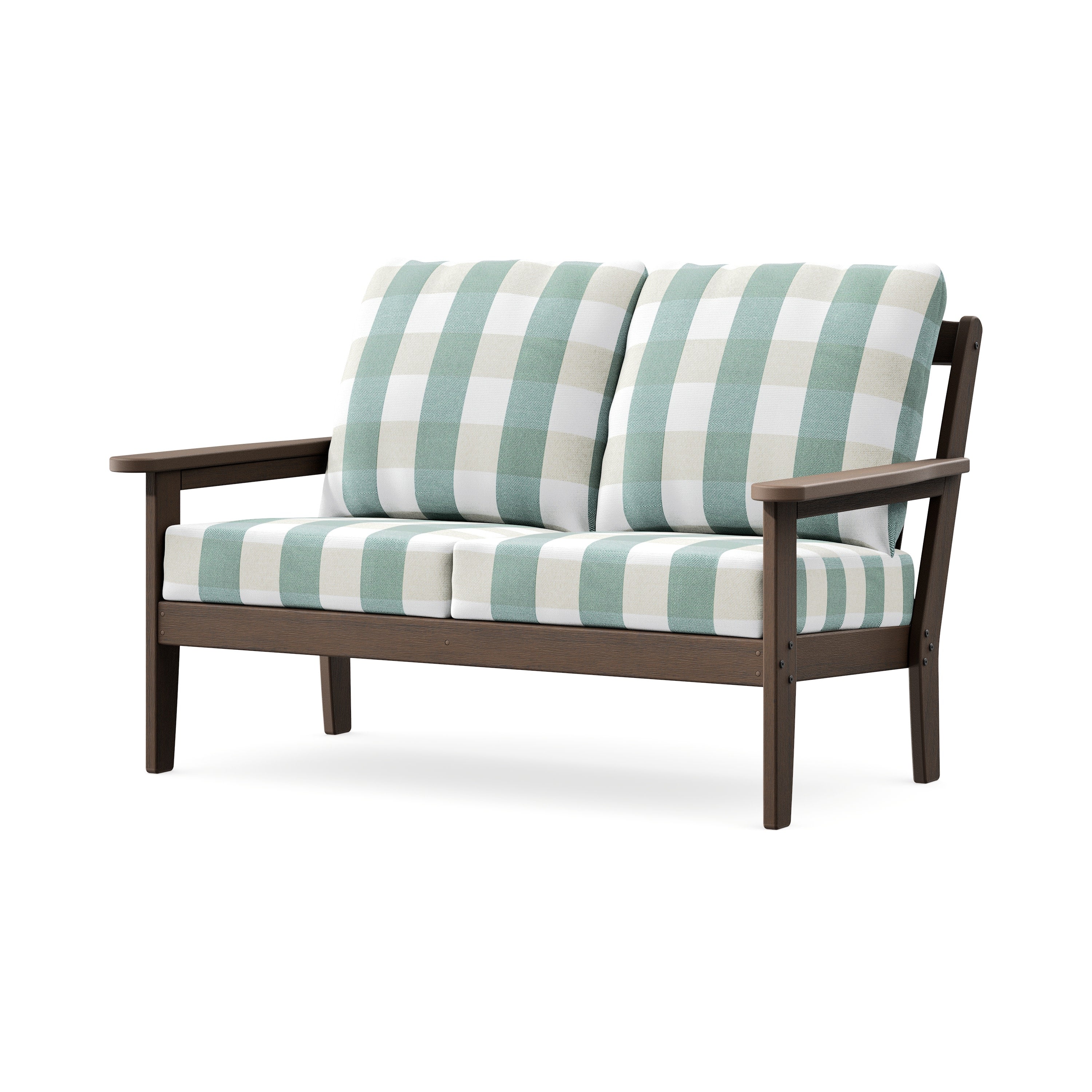 Cottage Deep Seating Loveseat in Kona / Buffalo Plaid Glacier Spa