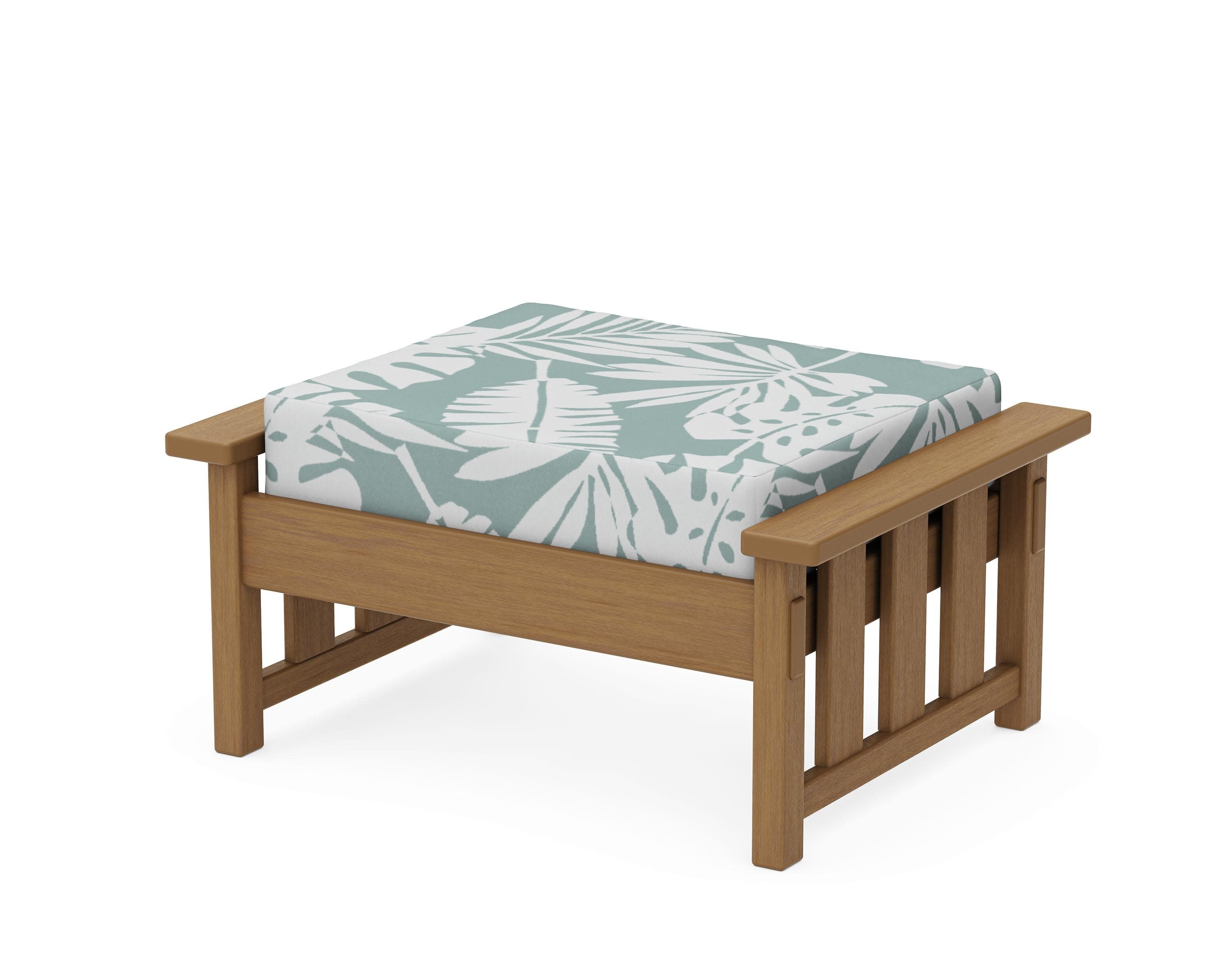 Acadia Deep Seating Ottoman in Natural / Leaf Glacier Spa