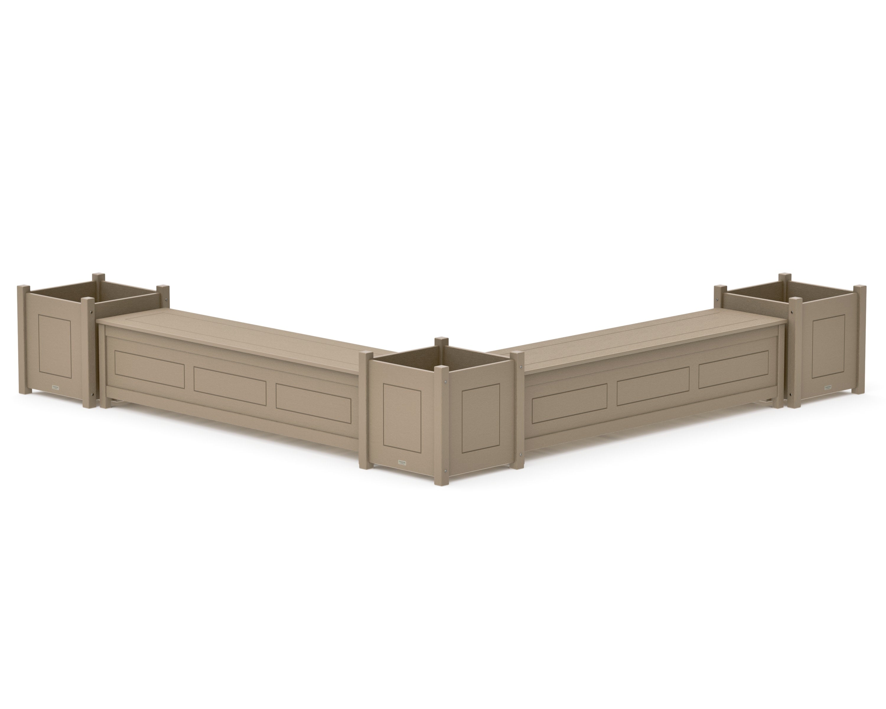 72" Country Living L- Shaped Planter Storage Bench Corner Set- Large in Vintage Sahara