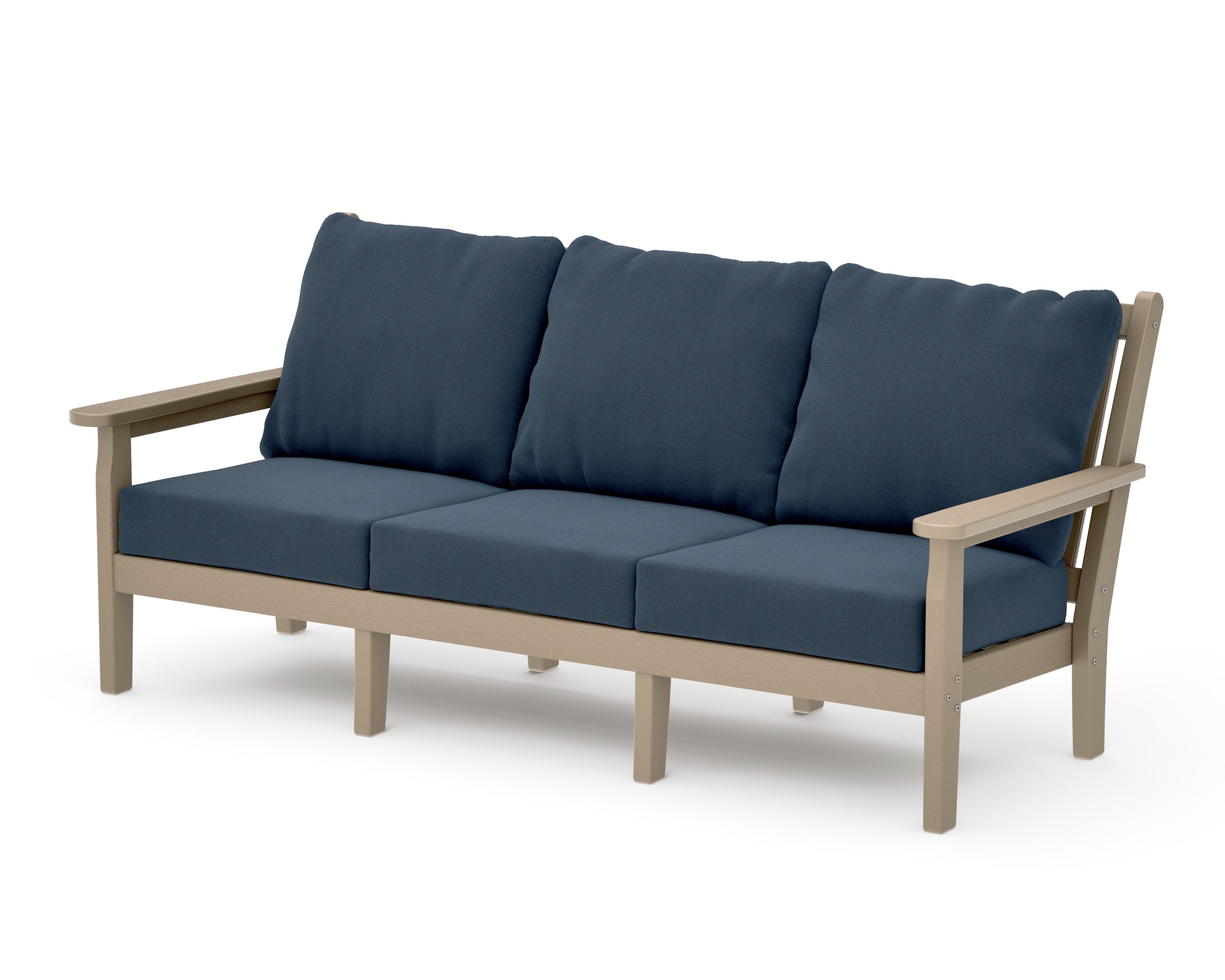 Chippendale Deep Seating Sofa in Vintage Sahara / Marine Indigo