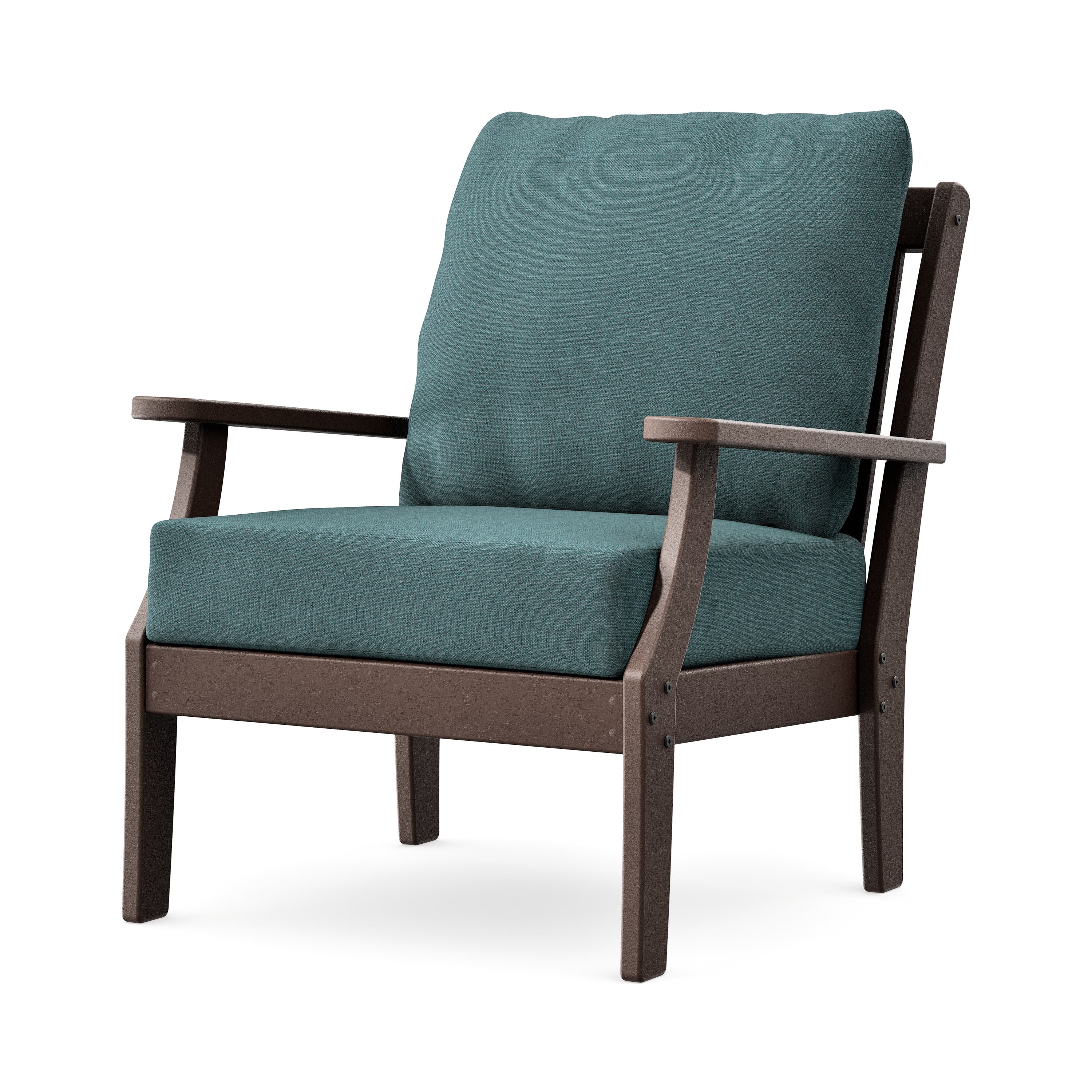 Braxton Deep Seating Chair in Mahogany / Ocean Teal