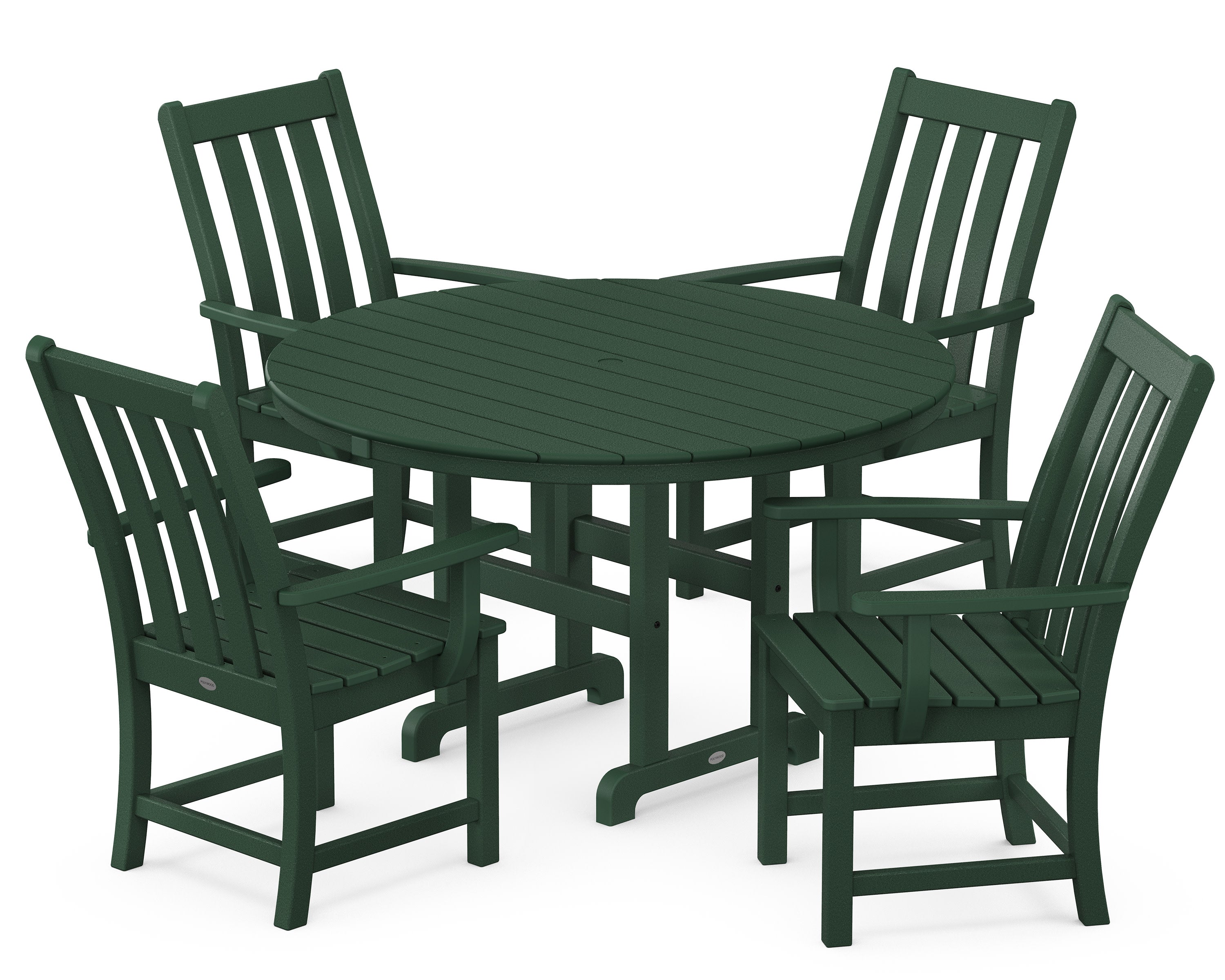Vineyard 5-Piece Round Farmhouse Dining Set in Green