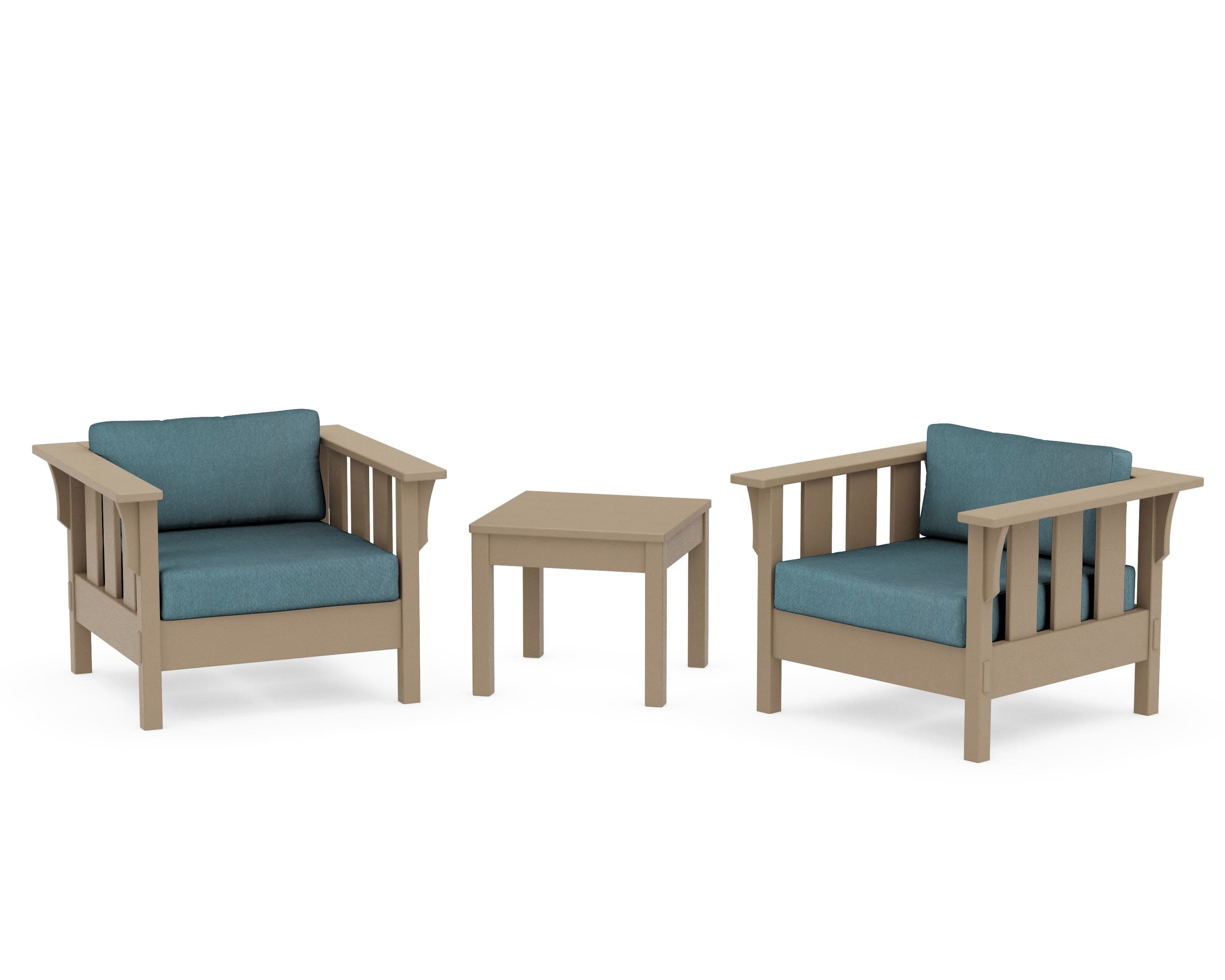 Acadia 3-Piece Deep Seating Set in Vintage Sahara / Ocean Teal
