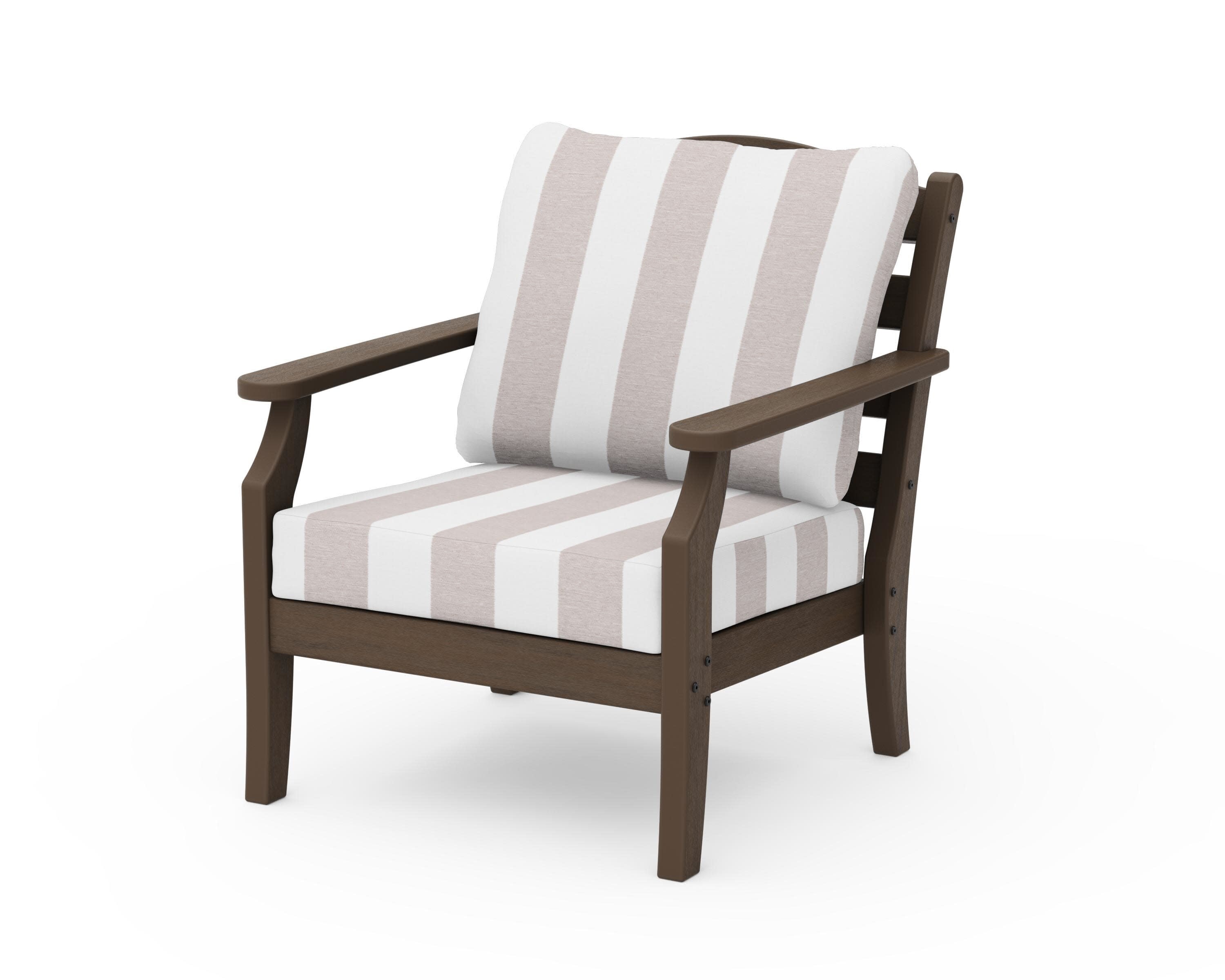 Savannah Deep Seating Chair in Kona / Cabana Stripe Dune Burlap