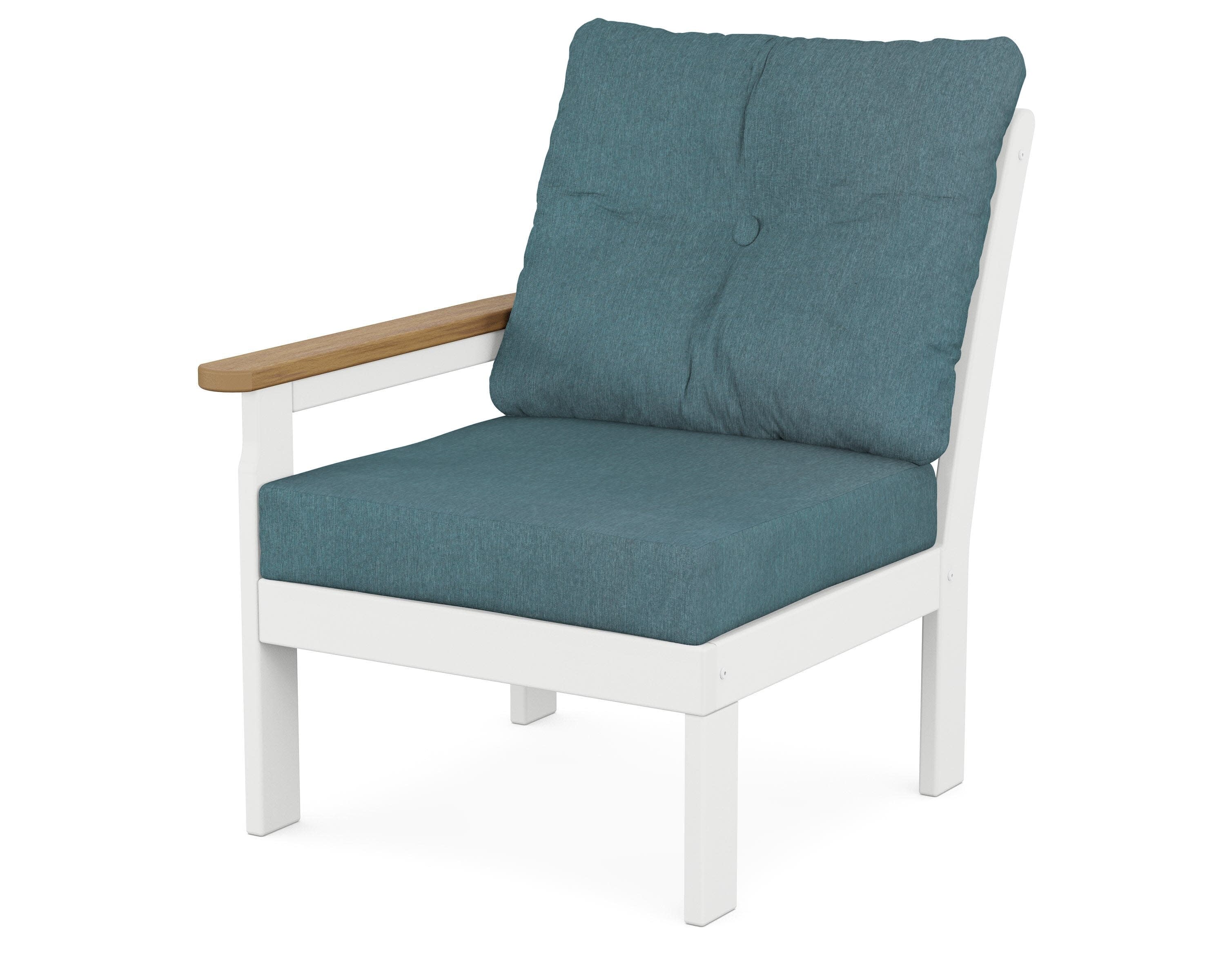 Vineyard Modular Left Arm Chair in White / Natural / Ocean Teal