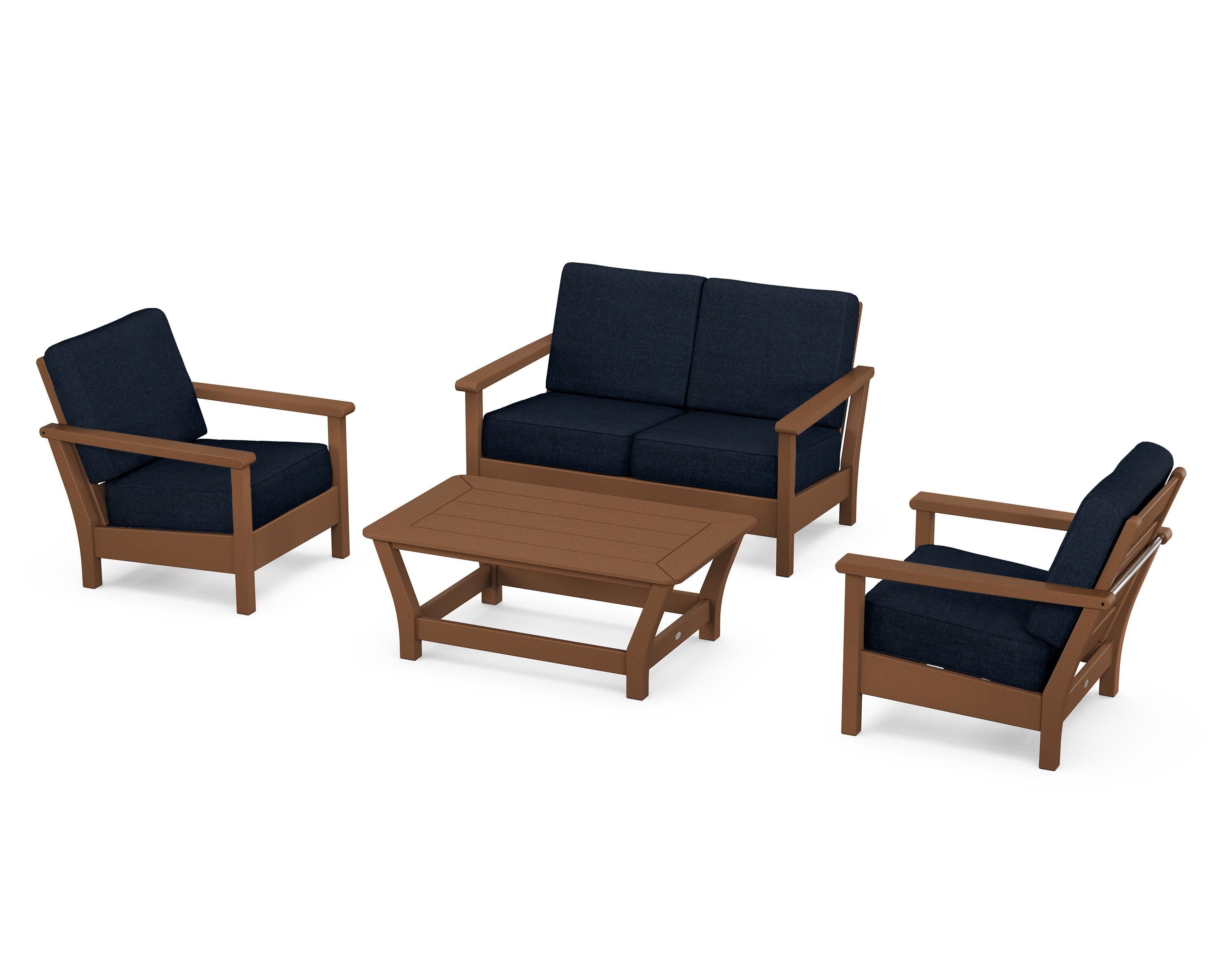 Harbour 4-Piece Deep Seating Set in Teak / Marine Indigo