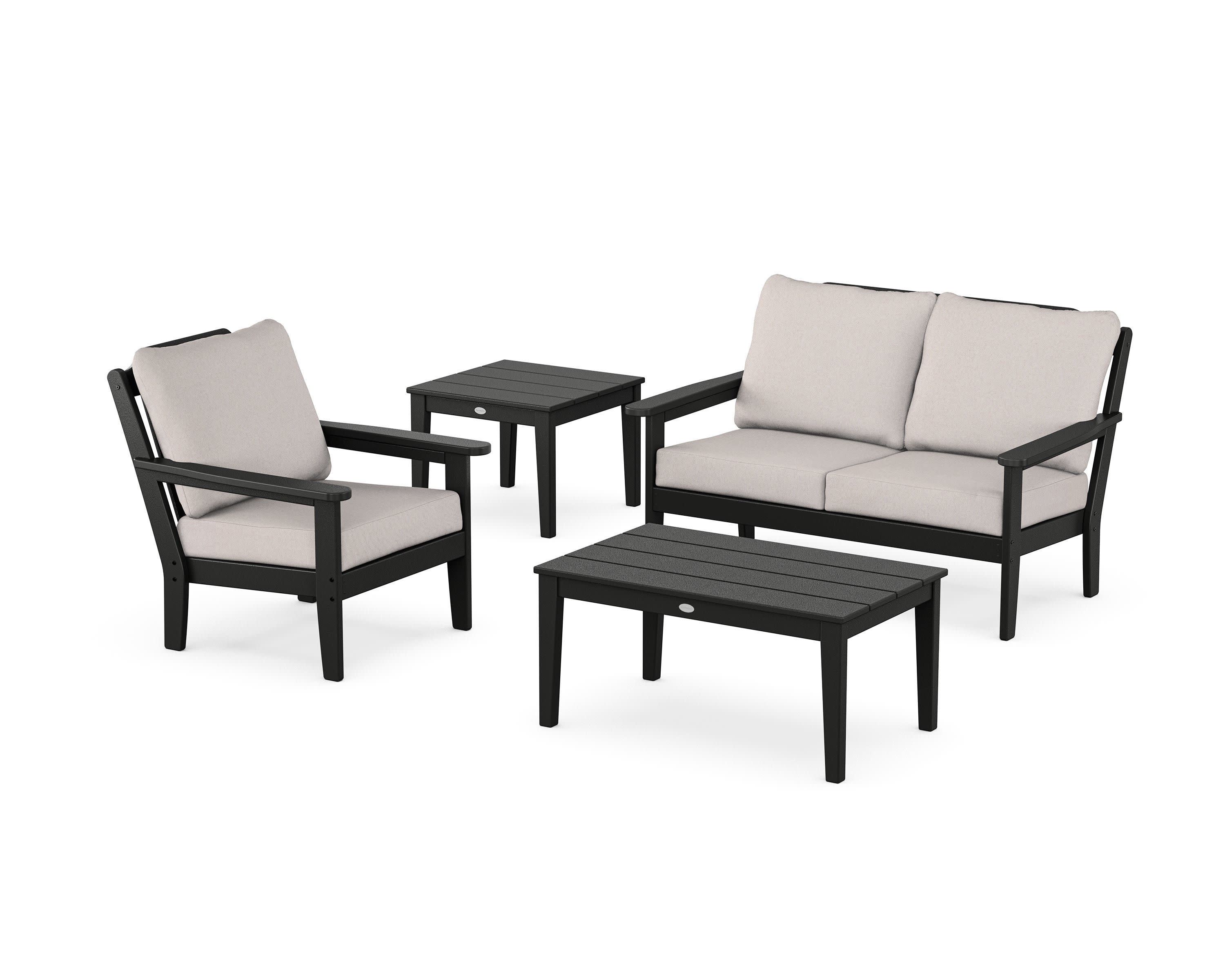 Wovendale 4-Piece Deep Seating Set in Black / Dune Burlap