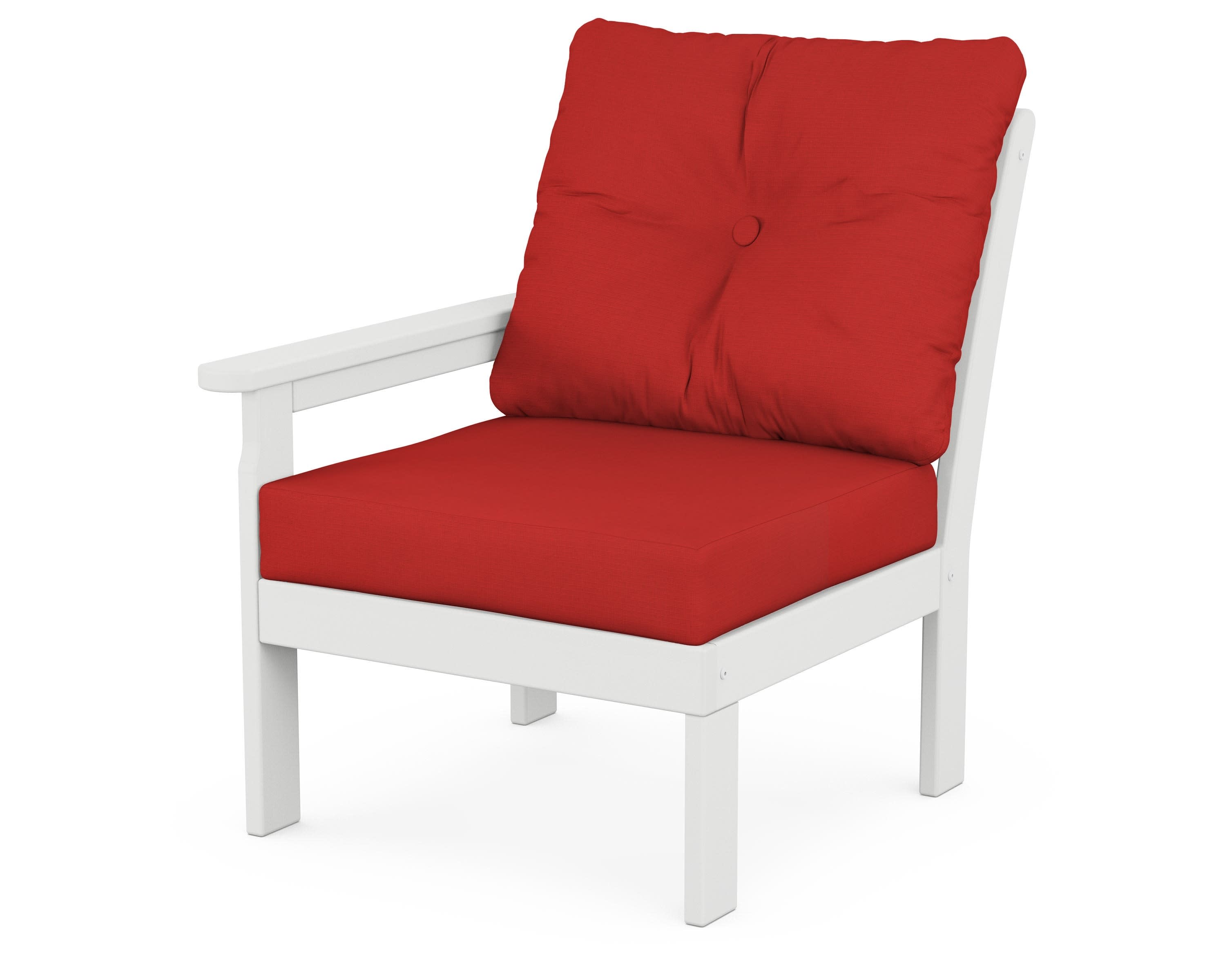 Vineyard Modular Left Arm Chair in White / Crimson Linen
