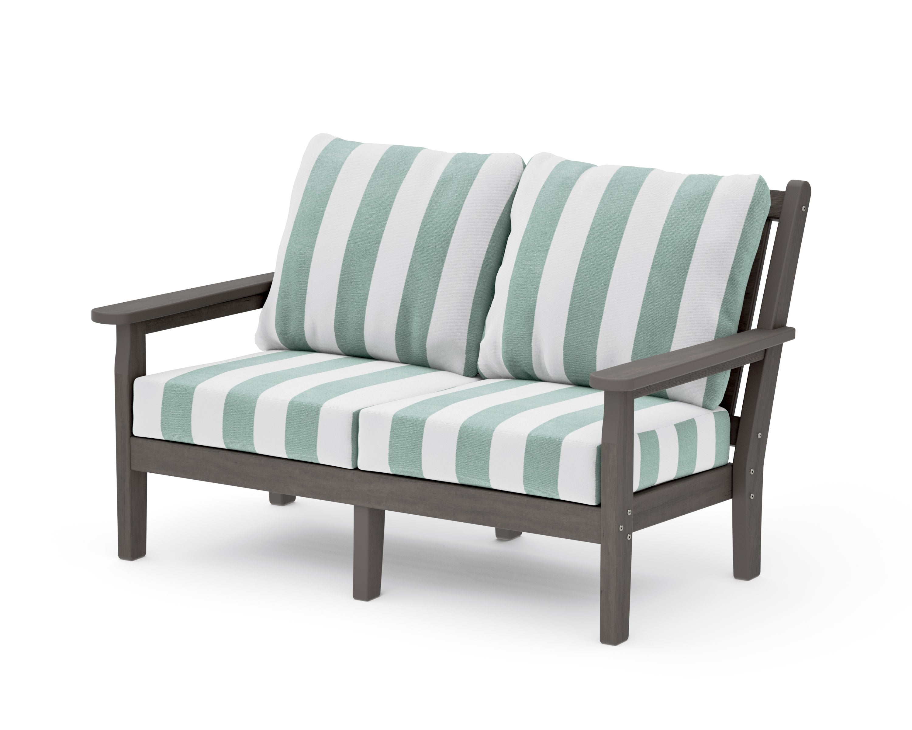 Chippendale Deep Seating Loveseat in Driftwood / Cabana Stripe Glacier Spa