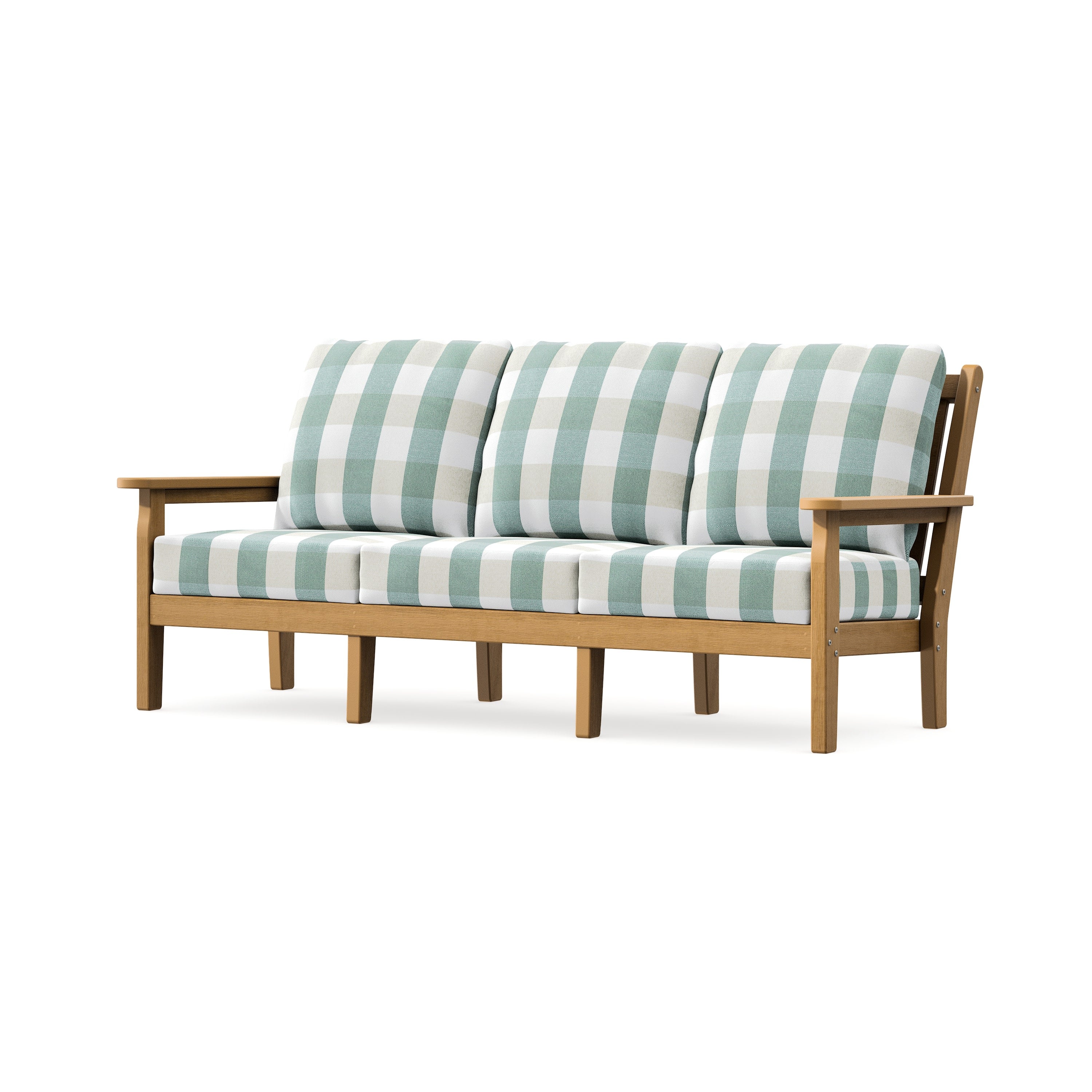 Chippendale Deep Seating Sofa in Natural / Buffalo Plaid Glacier Spa