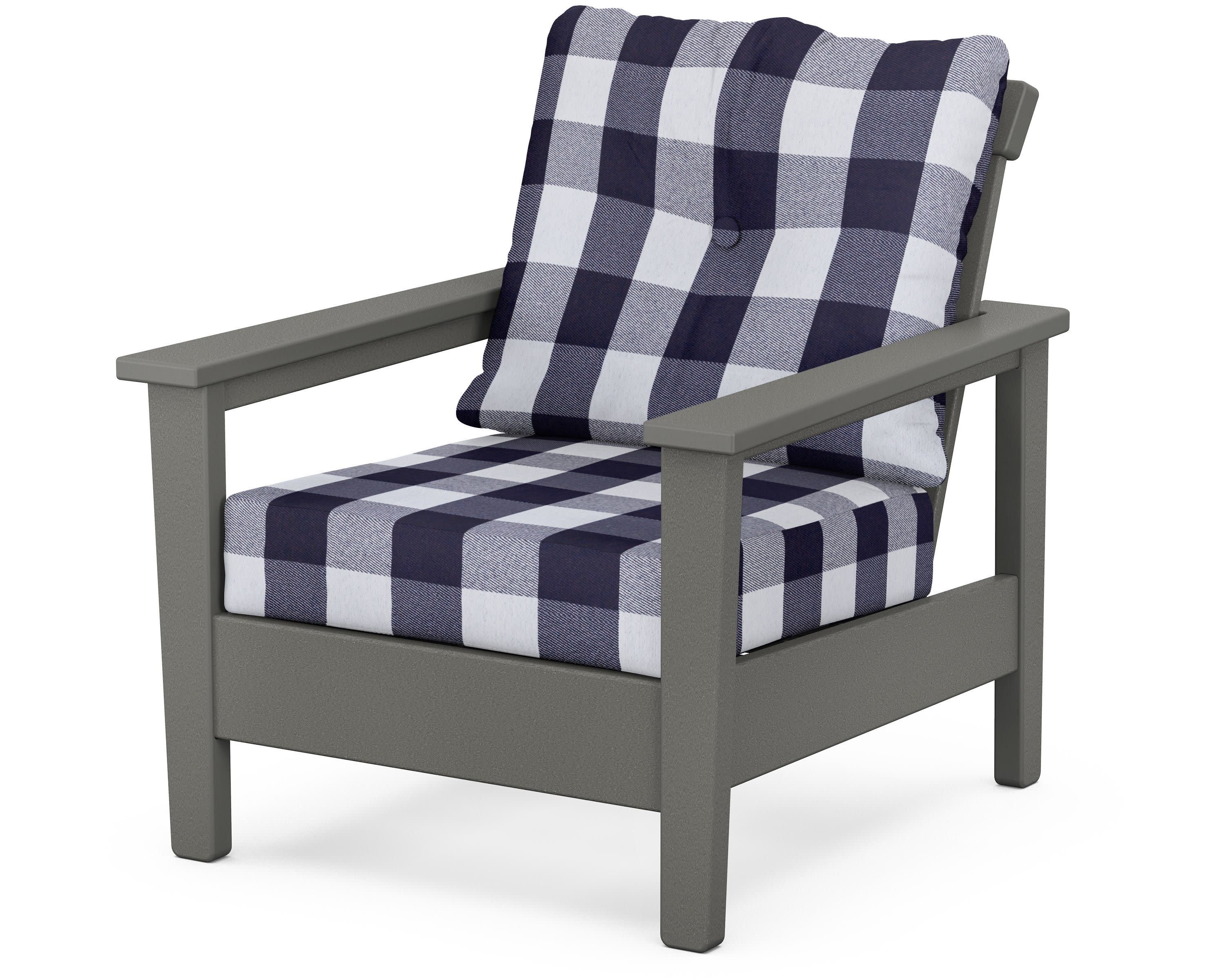 Prescott Deep Seating Chair in Slate Grey / Buffalo Plaid Navy