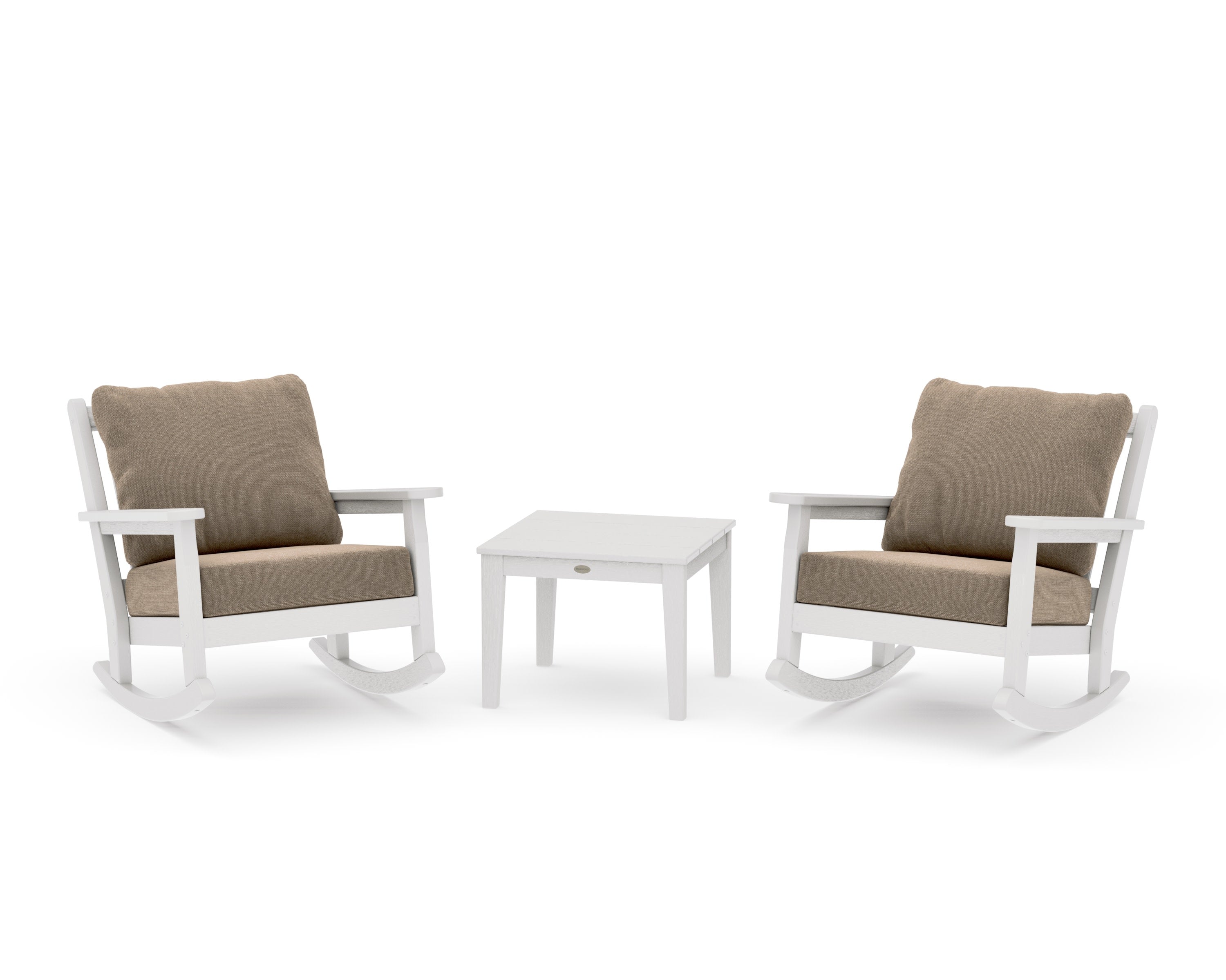 Chippendale 3-Piece Deep Seating Rocker Set in Vintage White / Spiced Burlap