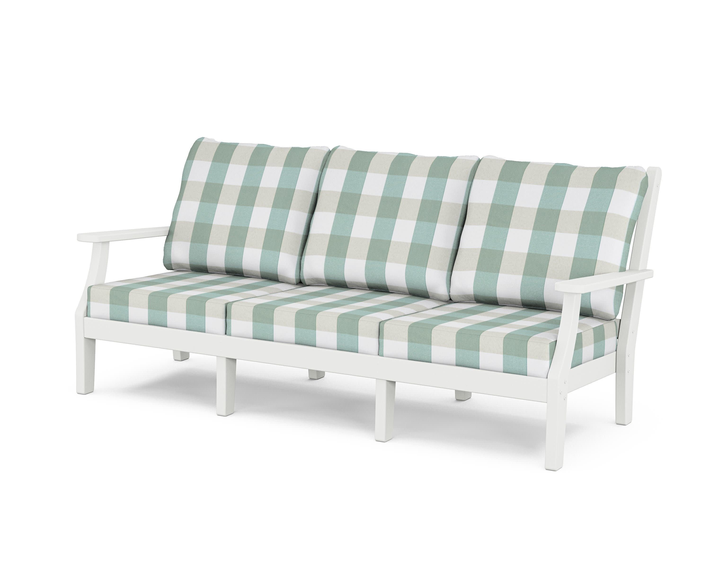 Wovendale Deep Seating Sofa in White / Buffalo Plaid Glacier Spa