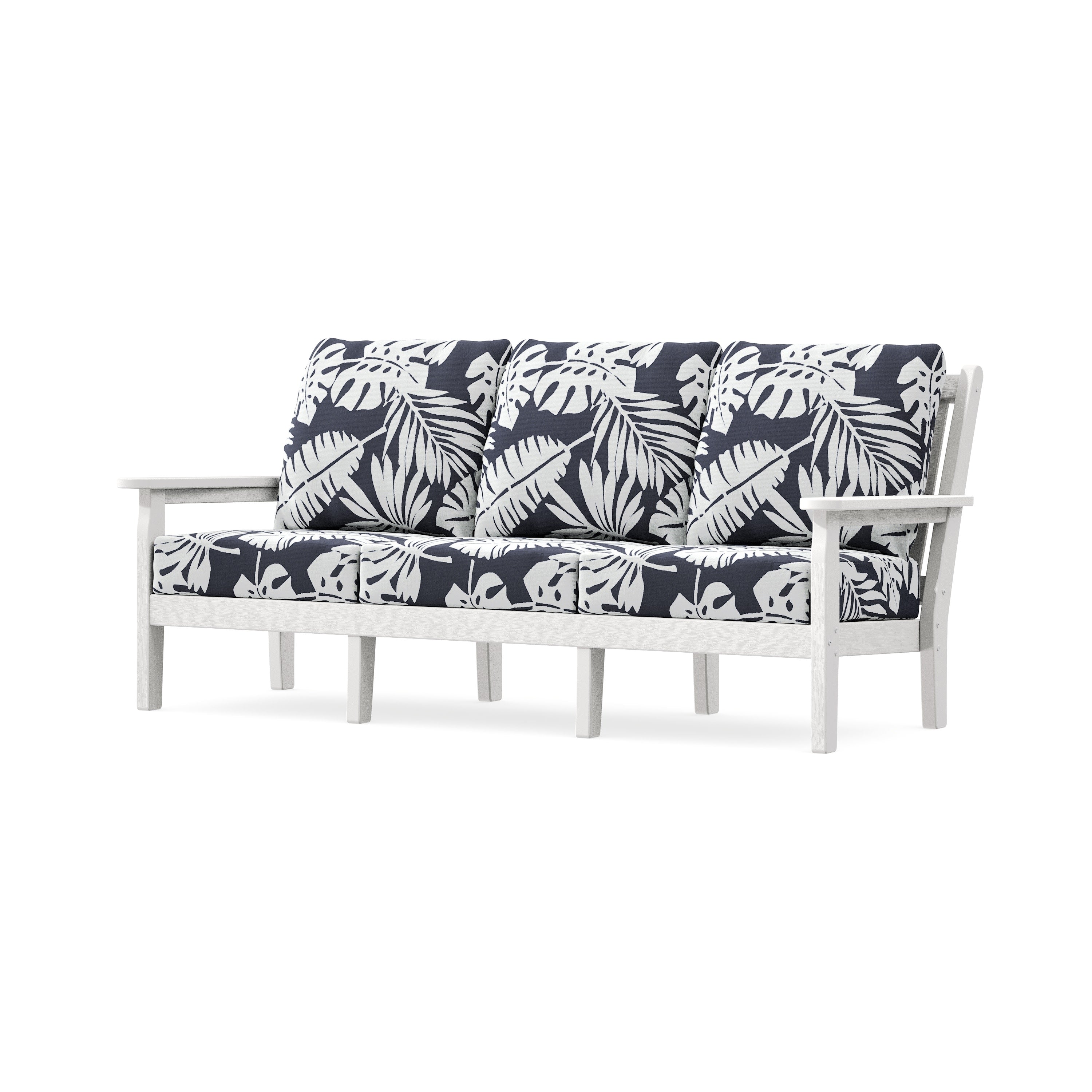 Chippendale Deep Seating Sofa in Vintage White / Leaf Navy