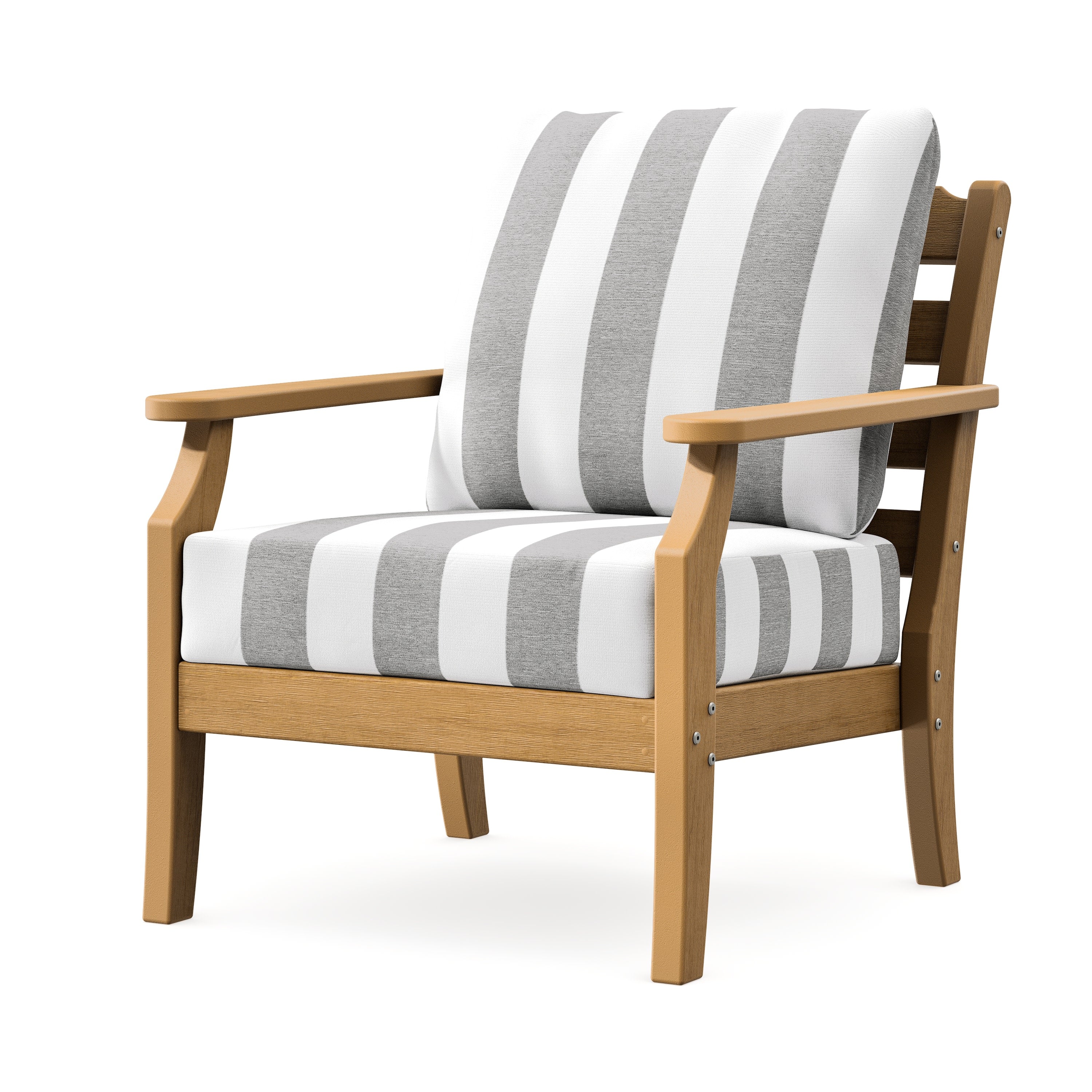 Savannah Deep Seating Chair in Natural / Cabana Stripe Grey Mist