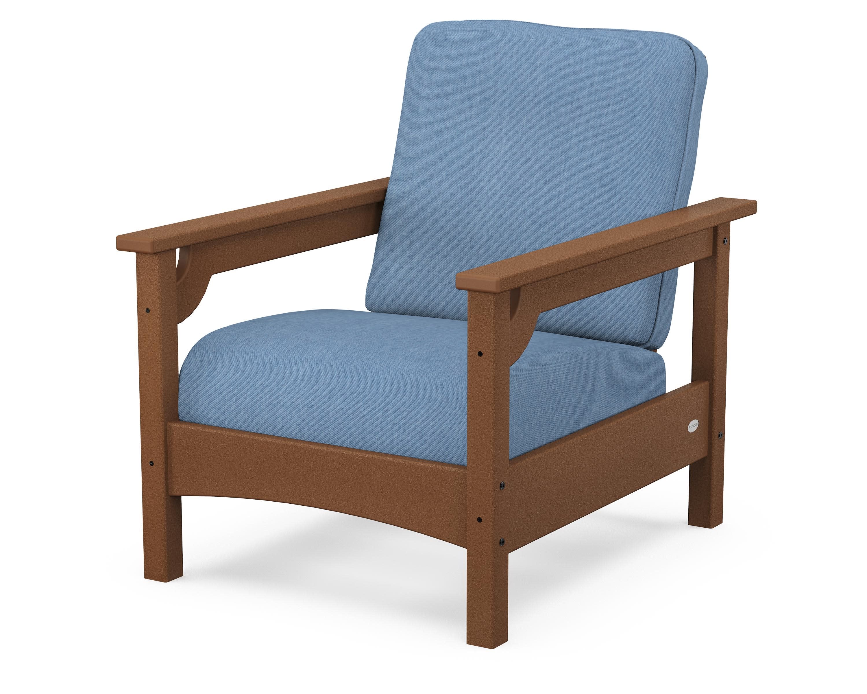 Club Chair in Teak / Sky Blue