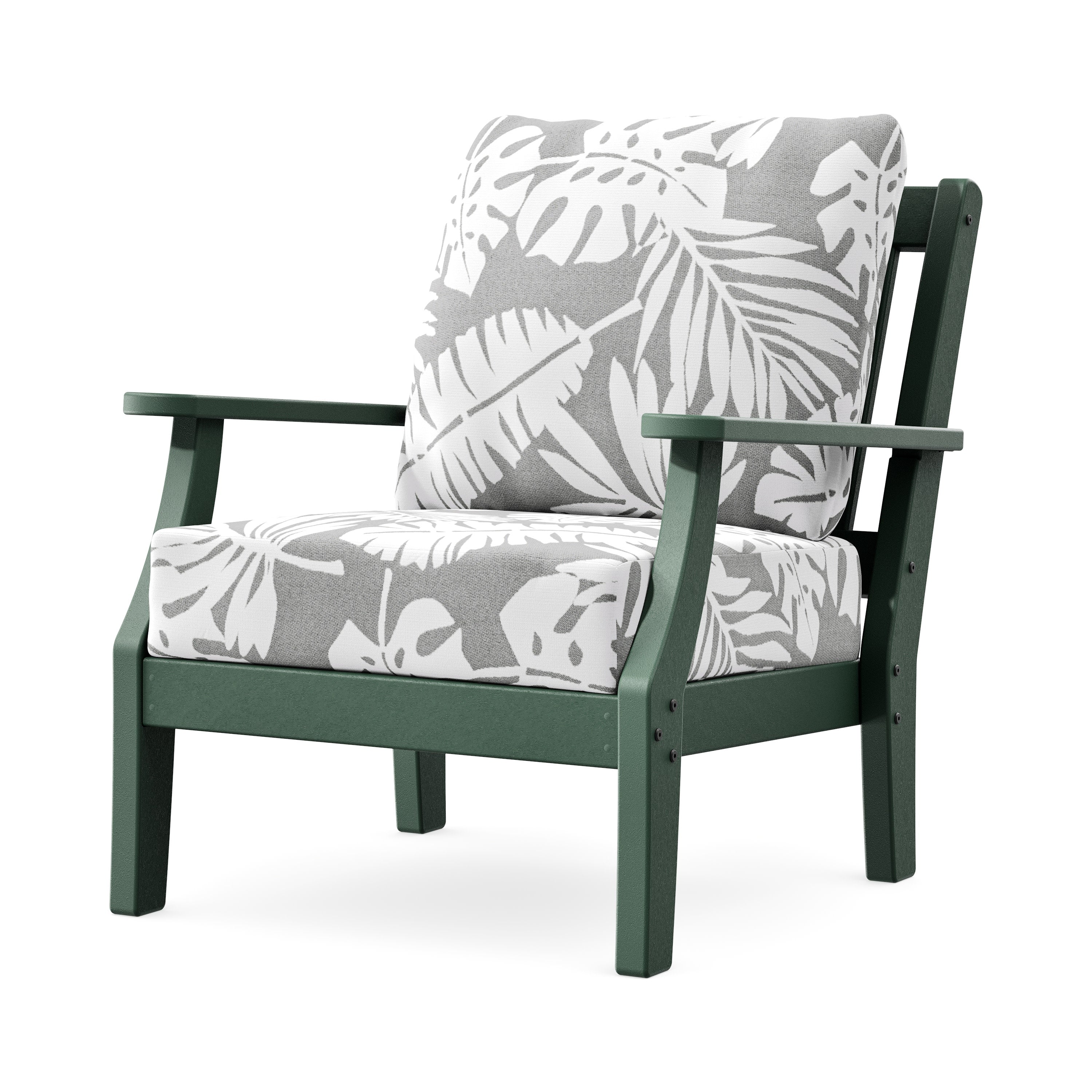 Chinoiserie Deep Seating Chair in Green / Leaf Grey Mist