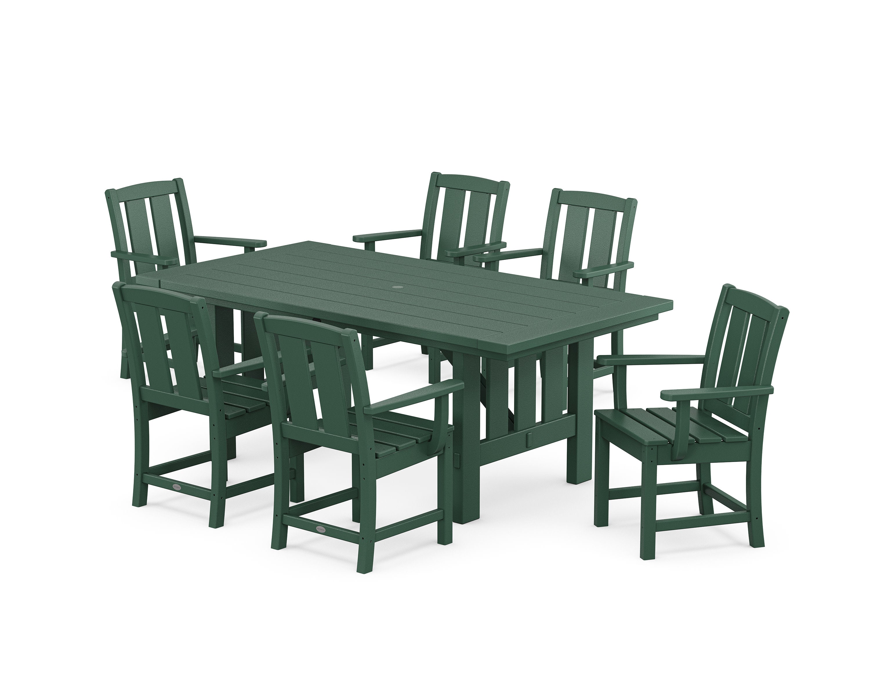 Mission Arm Chair 7-Piece Mission Dining Set in Green
