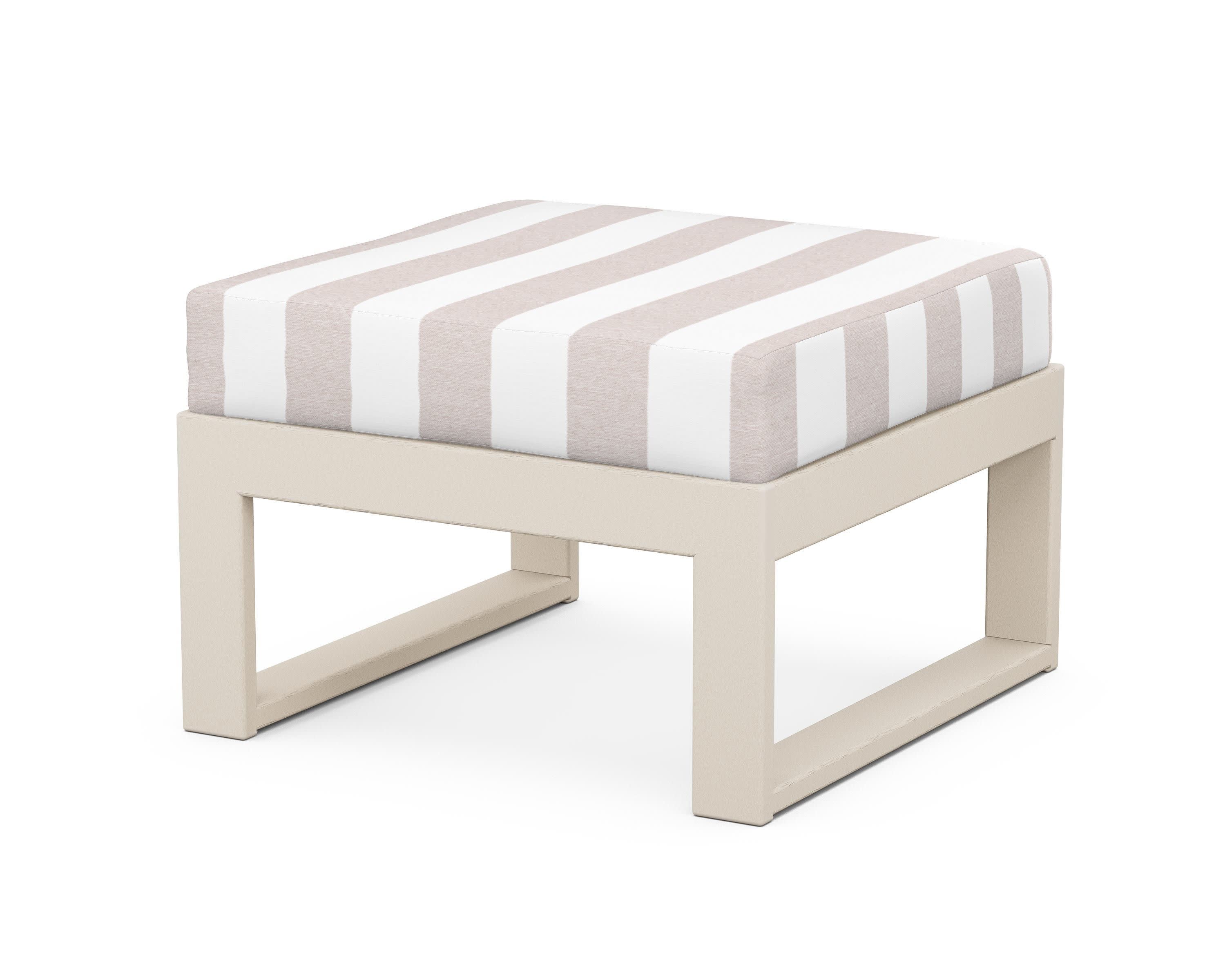Modular Ottoman - Modern in Sand / Cabana Stripe Dune Burlap