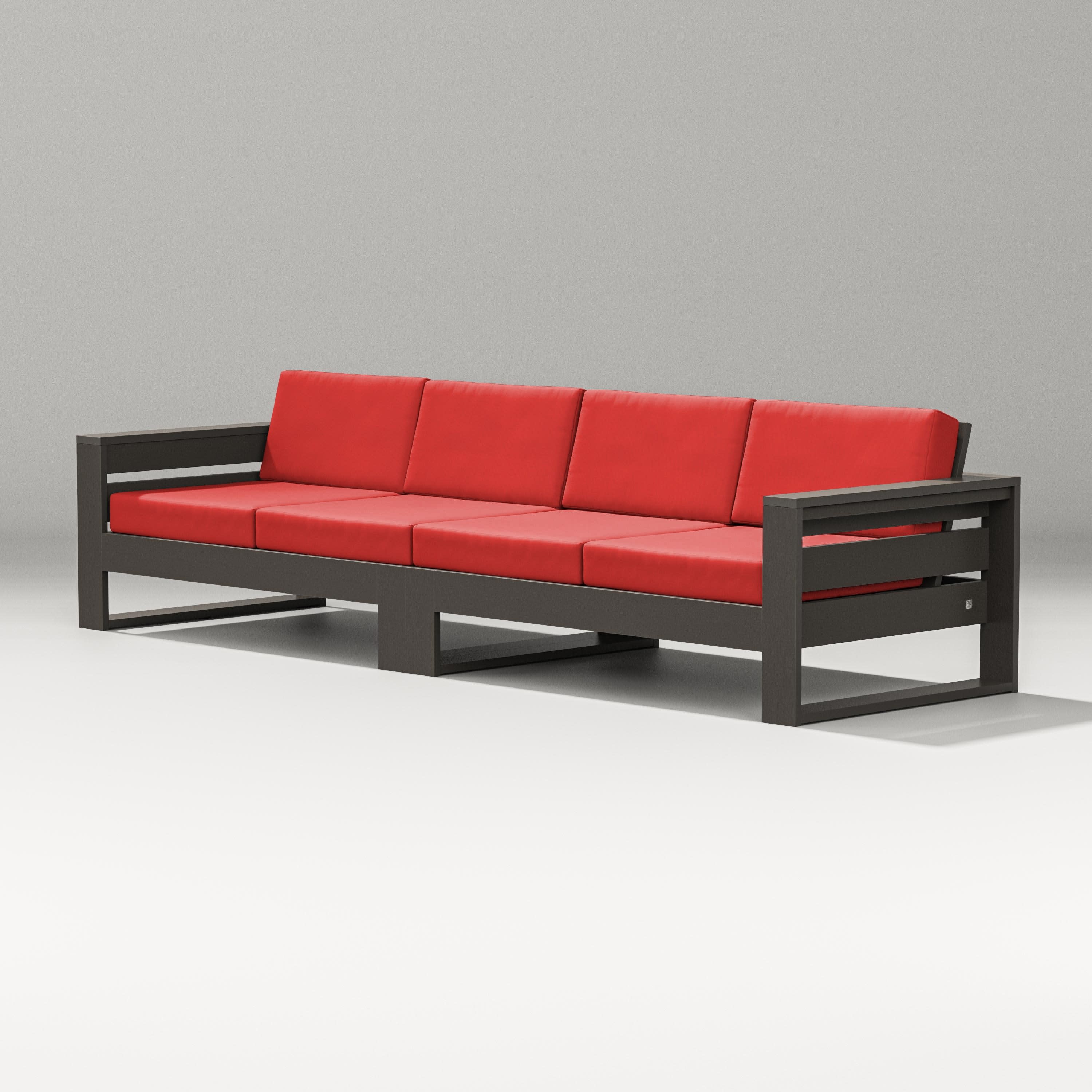 Latitude Straight Sectional in Vintage Coffee / Crimson Linen