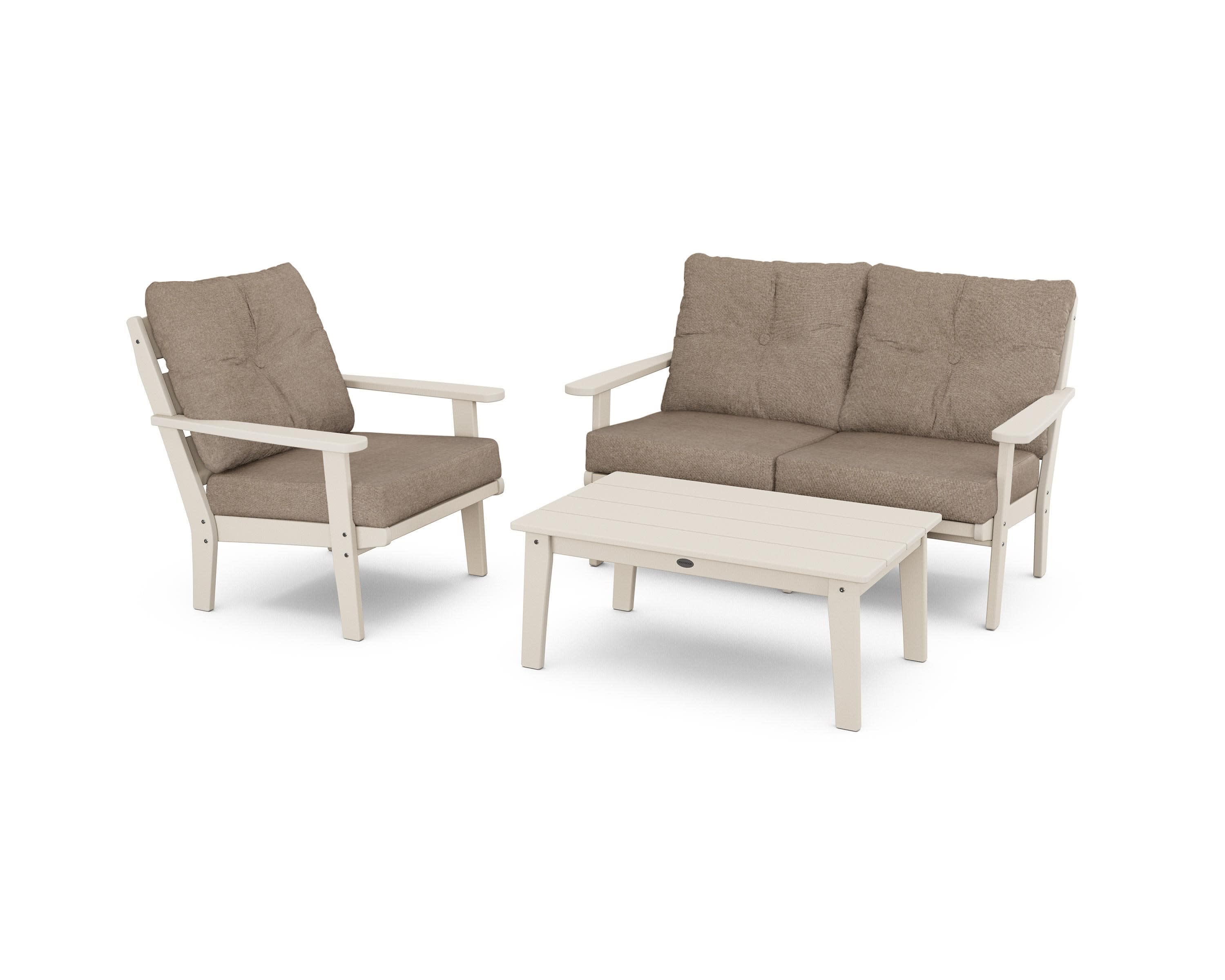 Lakeside 3-Piece Deep Seating Set in Sand / Spiced Burlap