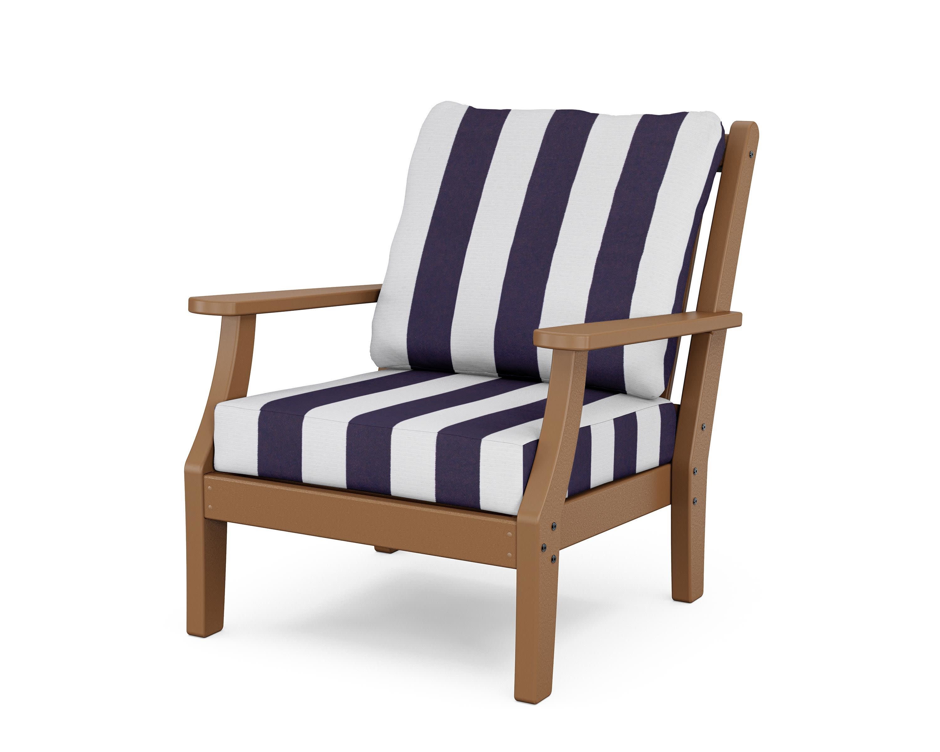 Wovendale Deep Seating Chair in Teak / Cabana Stripe Navy